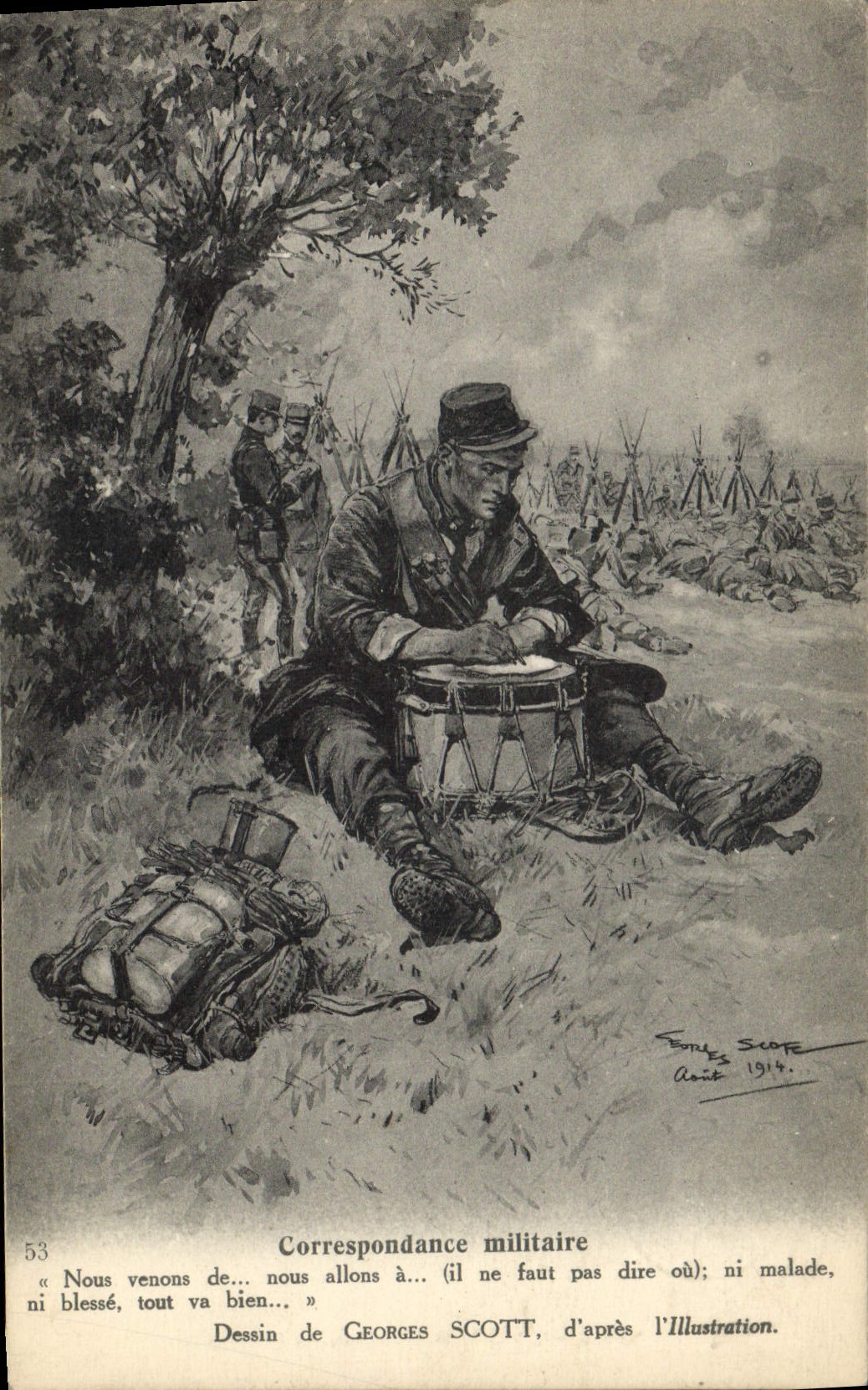 Postal Militaria Georges Scott Correspondance militar