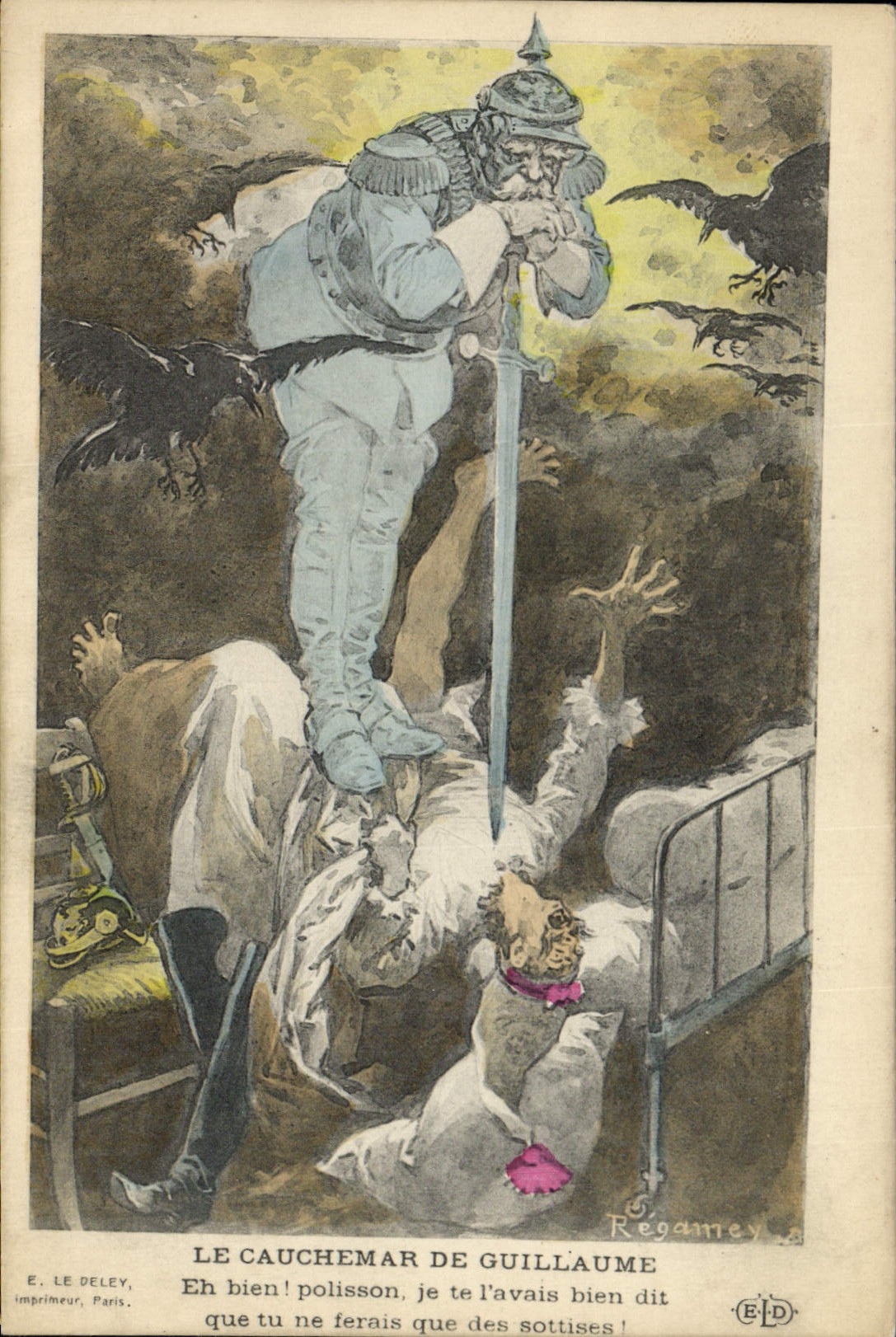 Vintage Postcard Militaria the nightmare of Guillaume