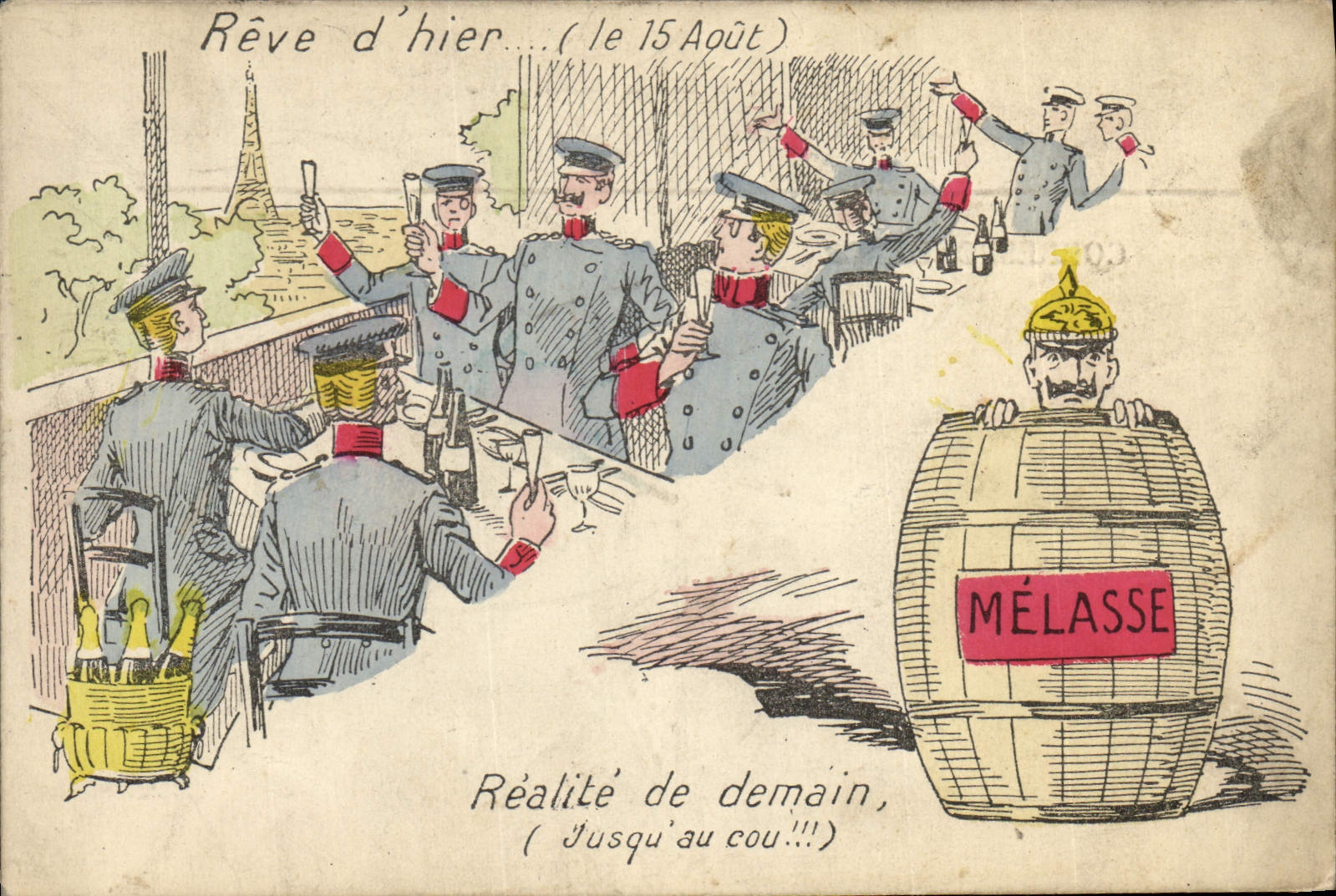 Vintage Postcard Militaria Dreams of yesterday Realite of Melasse tomorrow
