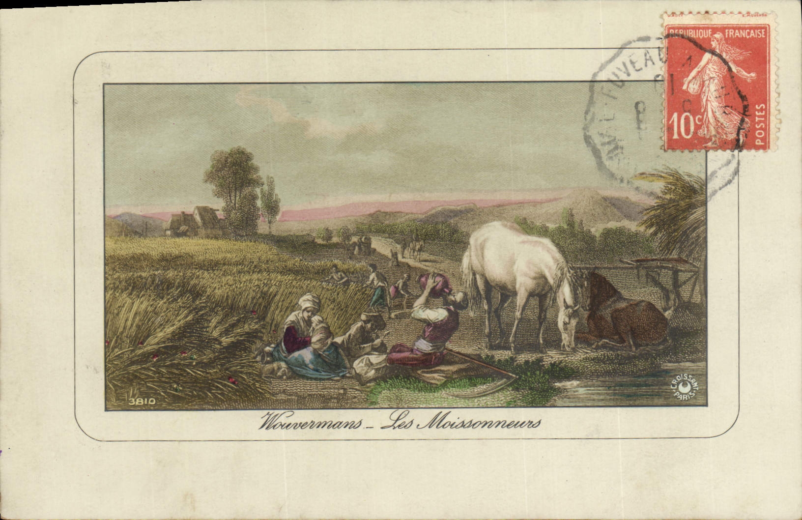 Vintage Postcard Wouvermans harvesters