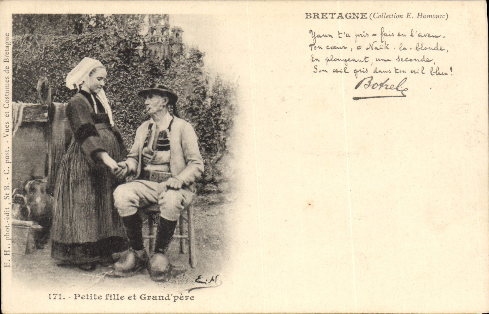 CPA Folklore Botrel Petite fille et grand pere 
