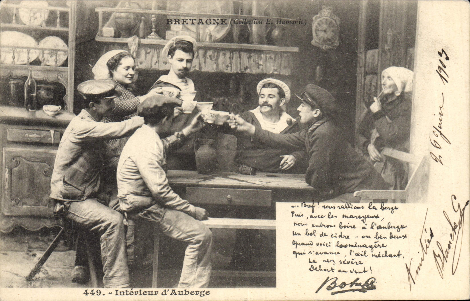 CPA Folklore Les chansons de Botrel illustrees Interieur d'auberge