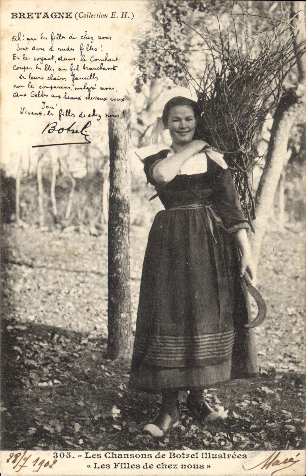 CPA Folklore Les chansons de Botrel illustrees Les filles de chez nous 