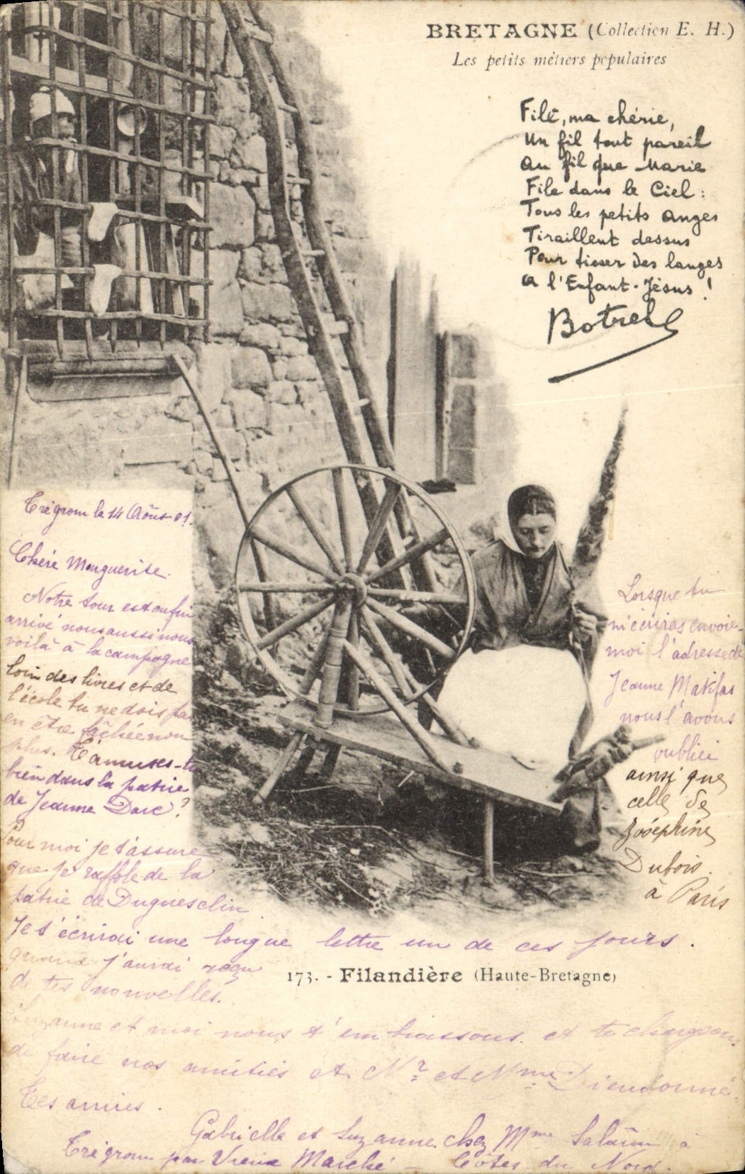 CPA Folklore Bretagne Les petits metiers populaires Filandiere 