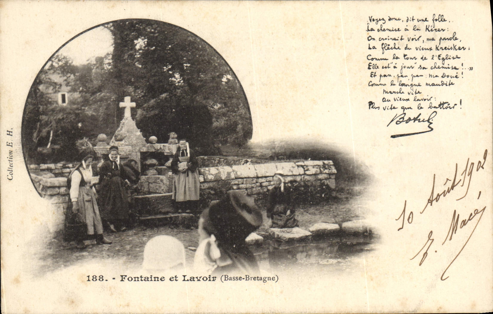 CPA Folklore Fontaine et lavoir Basse Bretagne Botrel 