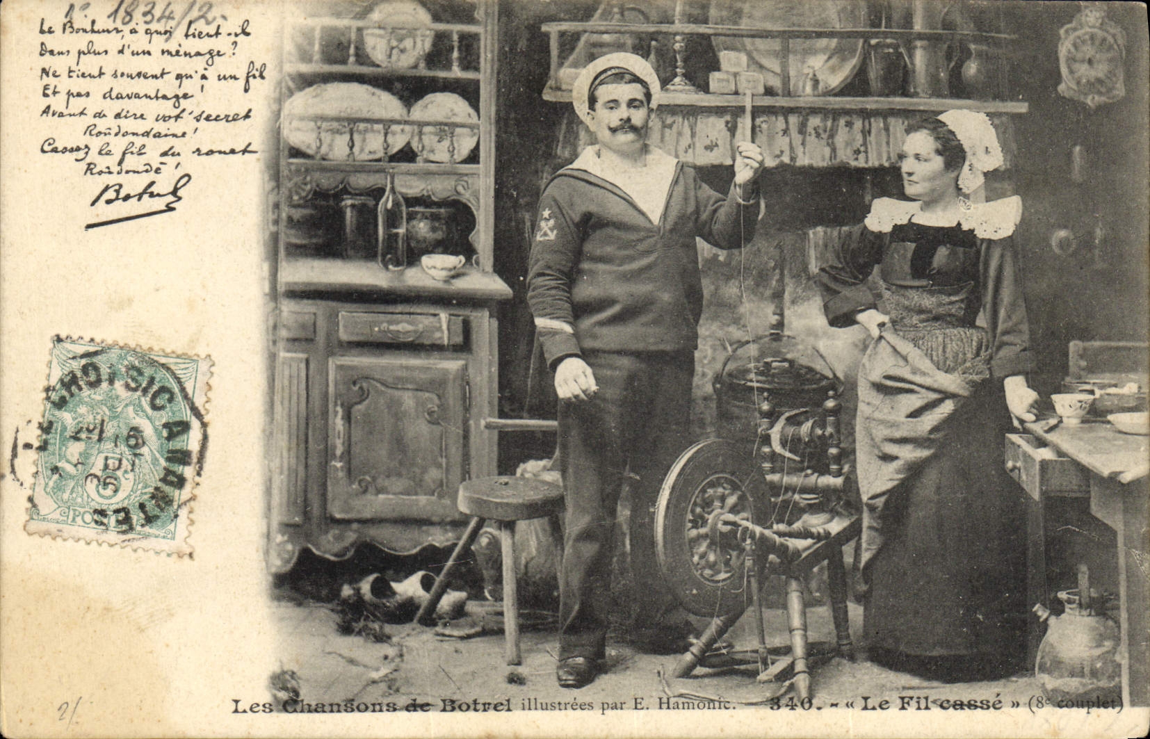 CPA Folklore Les chansons de Botrel illustrees Le fil Casse Marin 