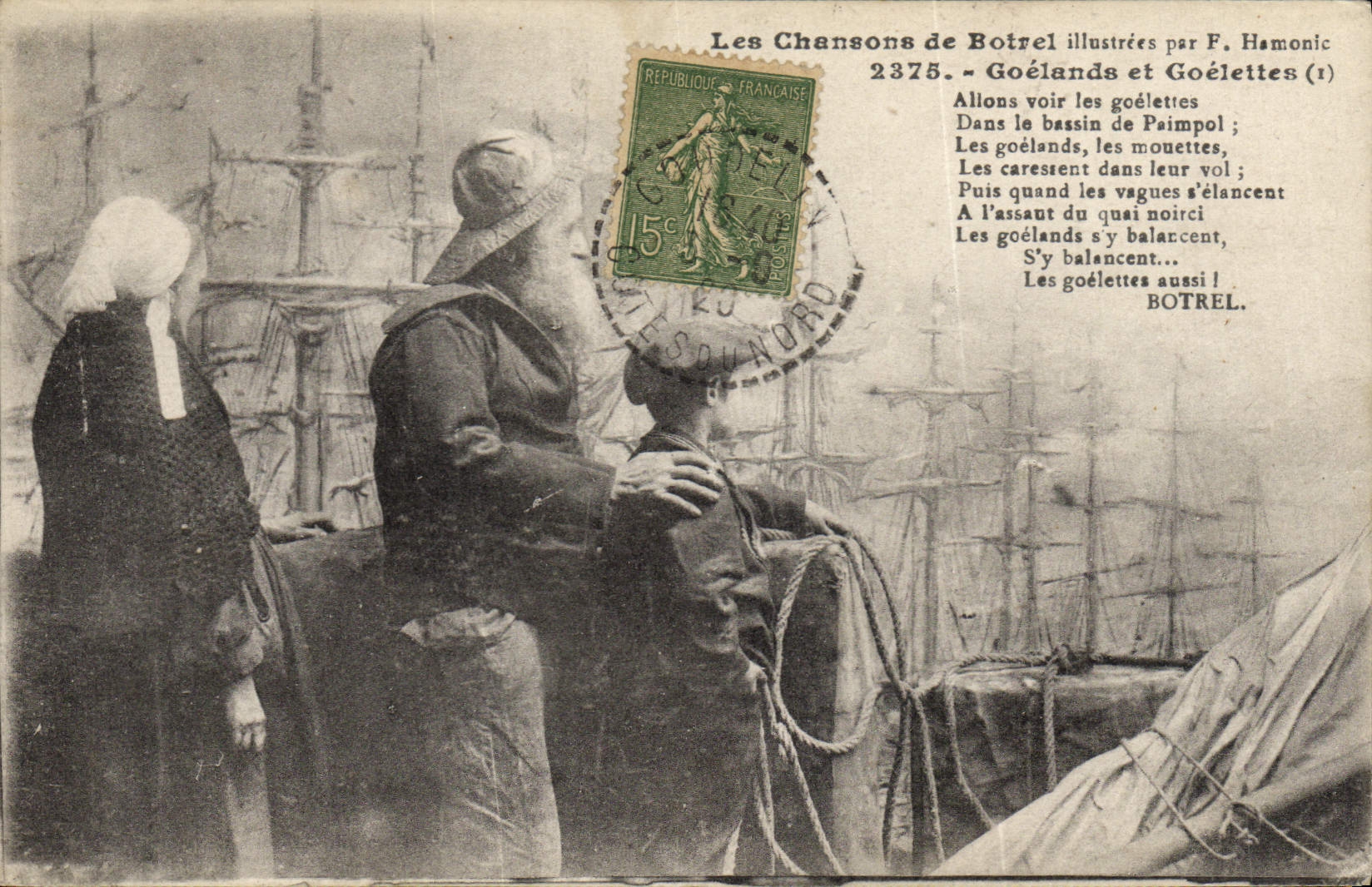 CPA Folklore Les chansons de Botrel illustrees Goelands et Goelette Marin 