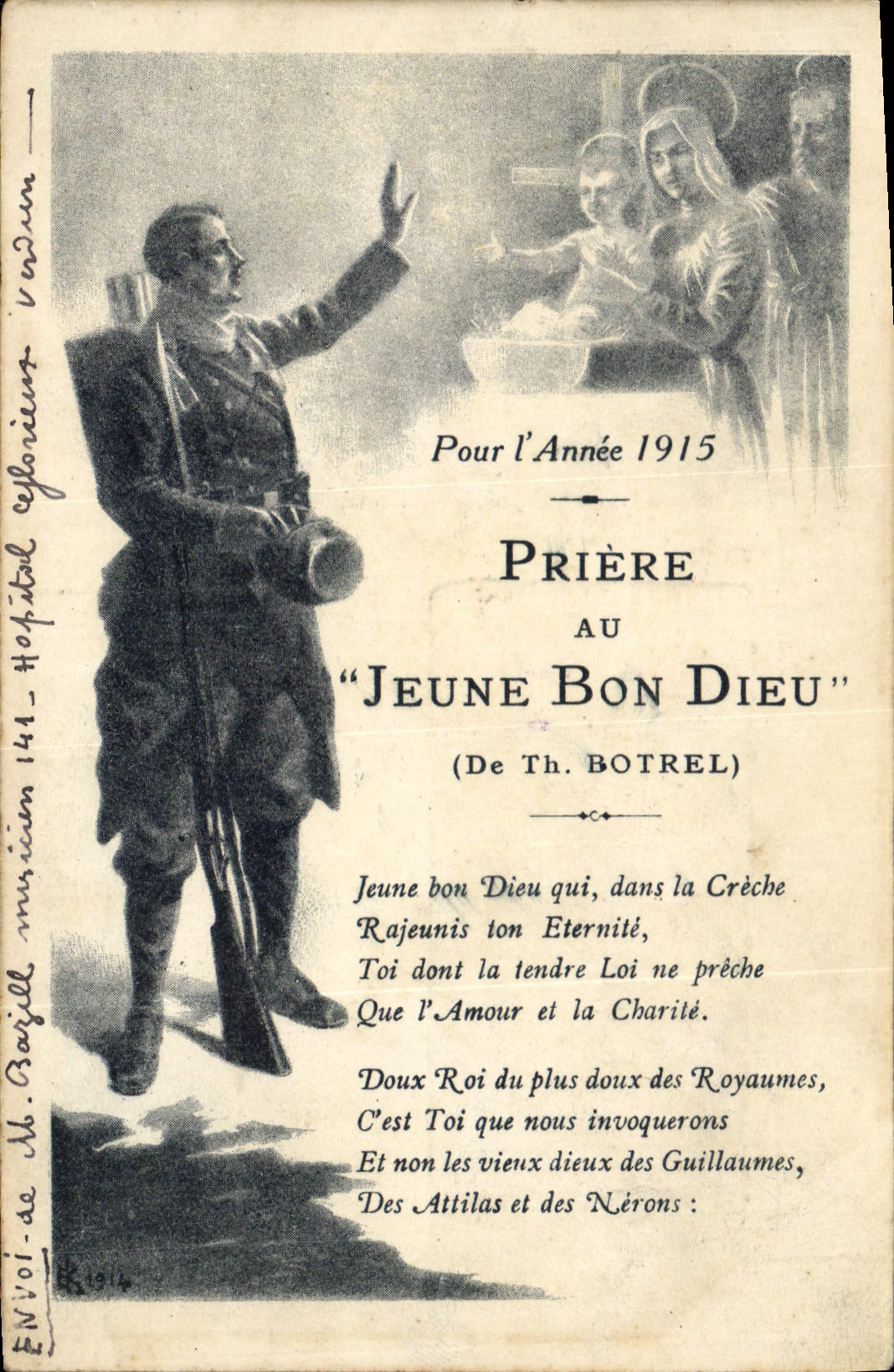 CPA Folklore Priere au Jeuen Bon Dieu Militaria