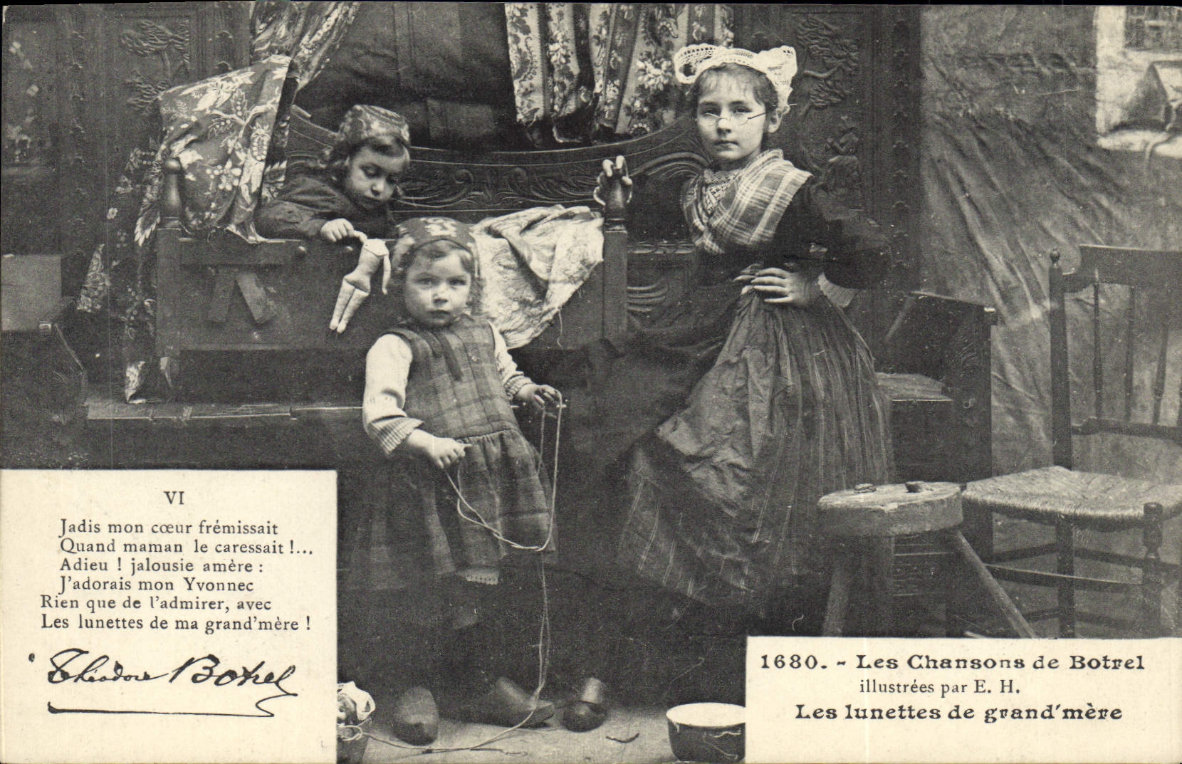 CPA Folklore Les chansons de Botrel illustrees Les lunettes de grand mere 