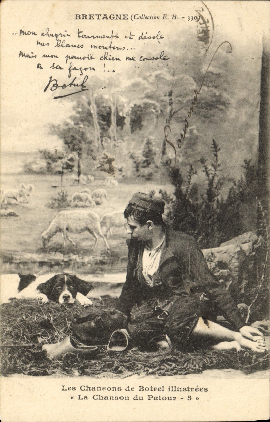 CPA Folklore Les chansons de Botrel illustrees La chanson du patour Chien 