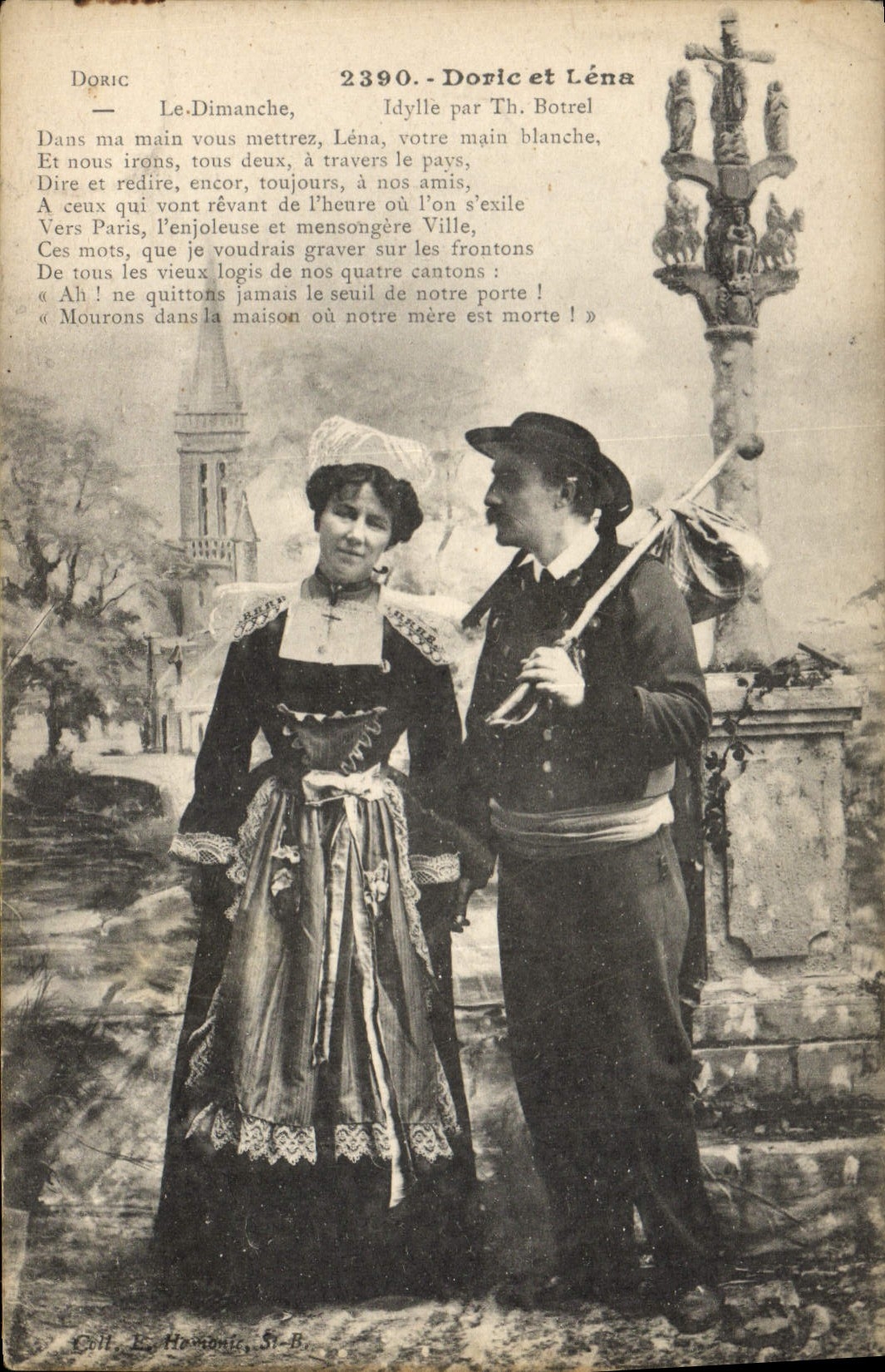 CPA Folklore Doric et Lena le dimanche 