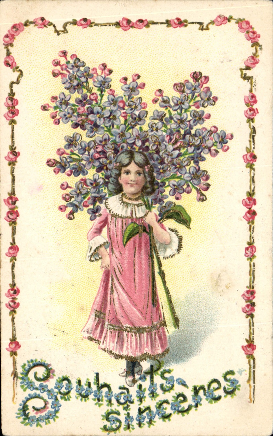 CPA Fantaisie Fleurs Enfant 