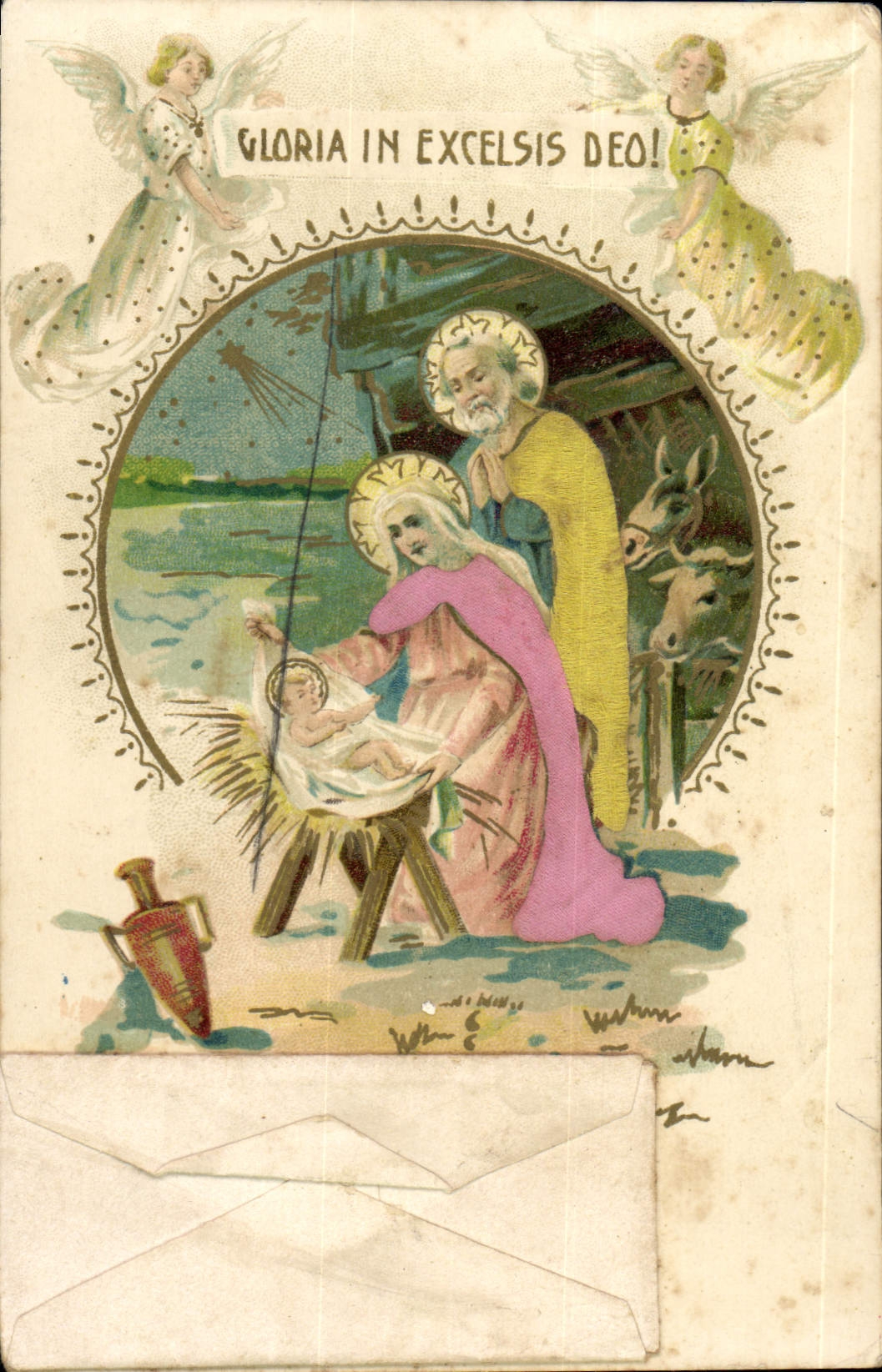 Vintage Postcard Fantasy New year Angel