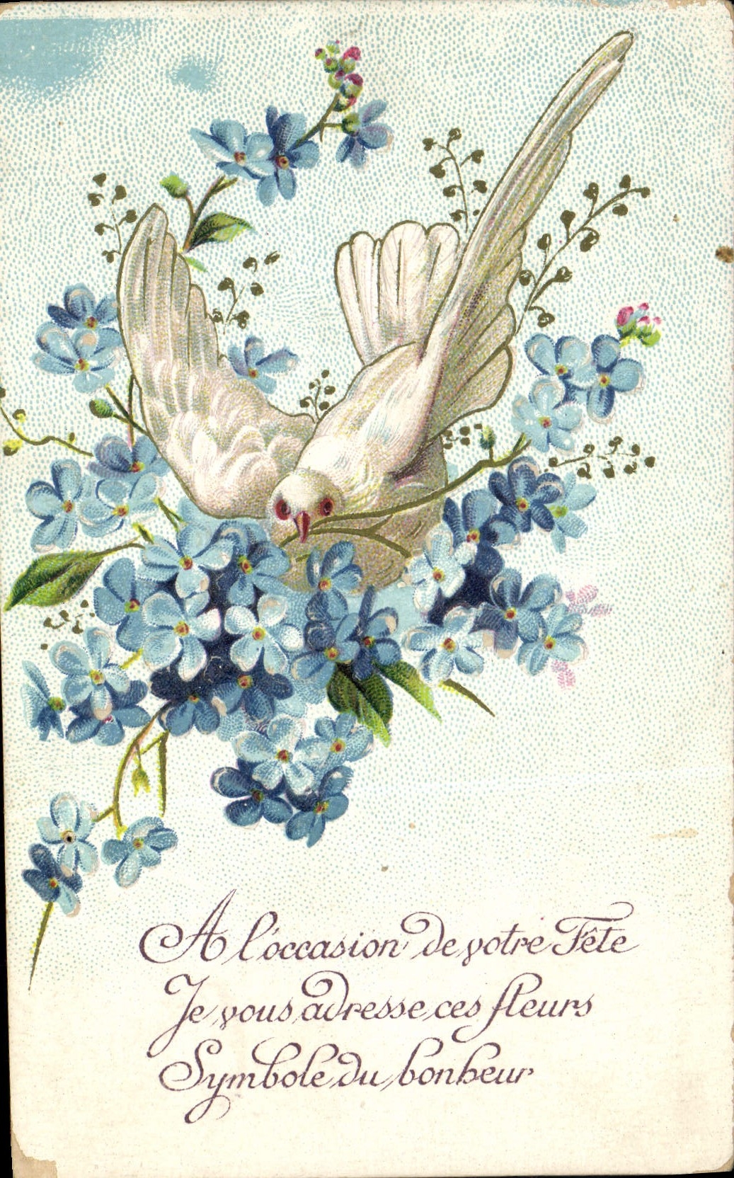 CPA Fantaisie Fleurs Colombe 