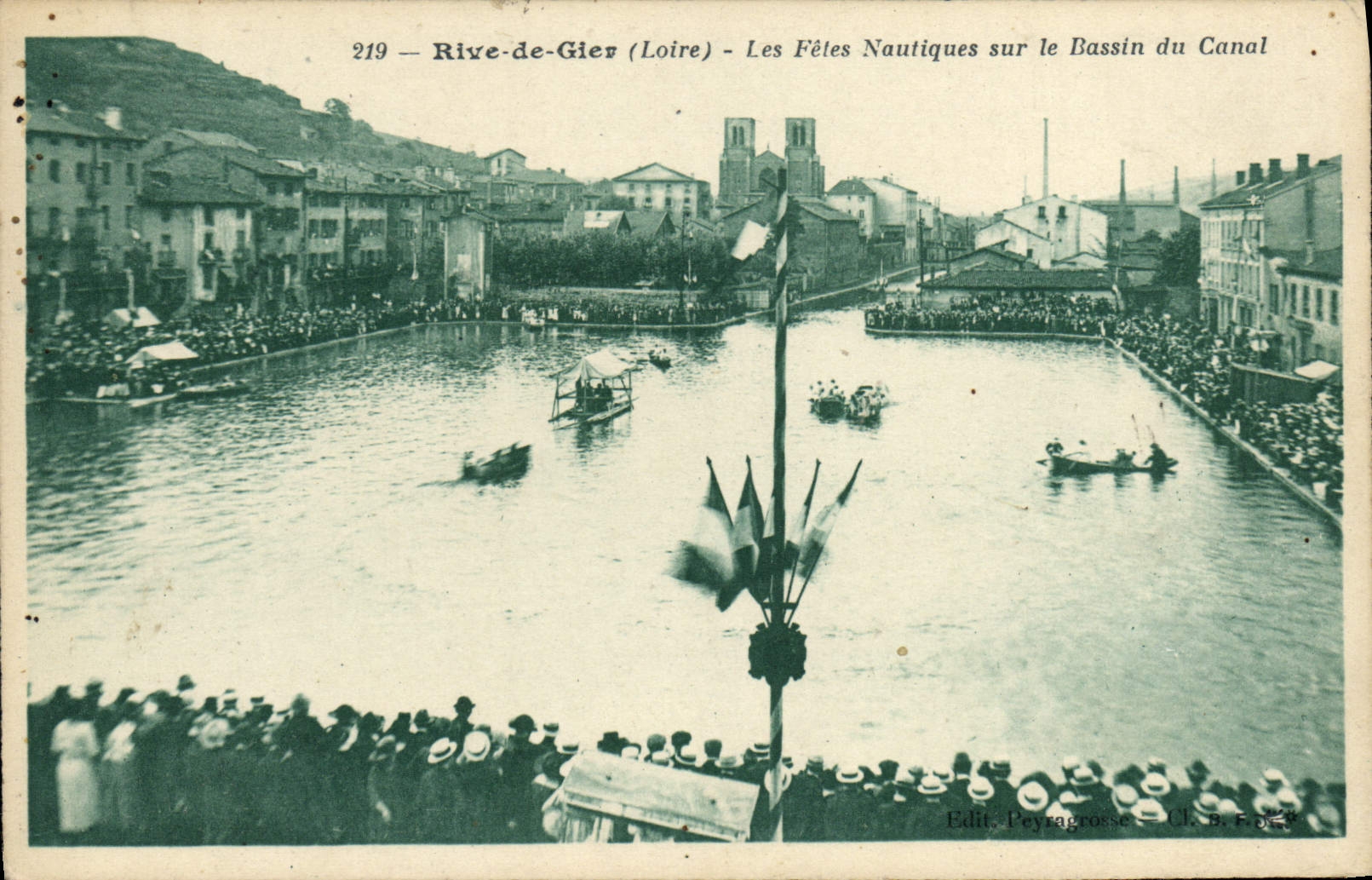 Postal Orilla de Gier los festivales naúticos sobre la cuenca del canal