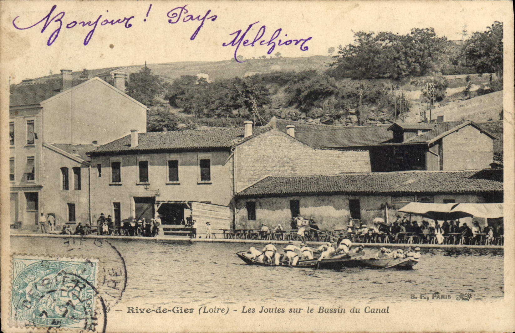 CPA Rive de Gier Les joutes sur le bassin du canal