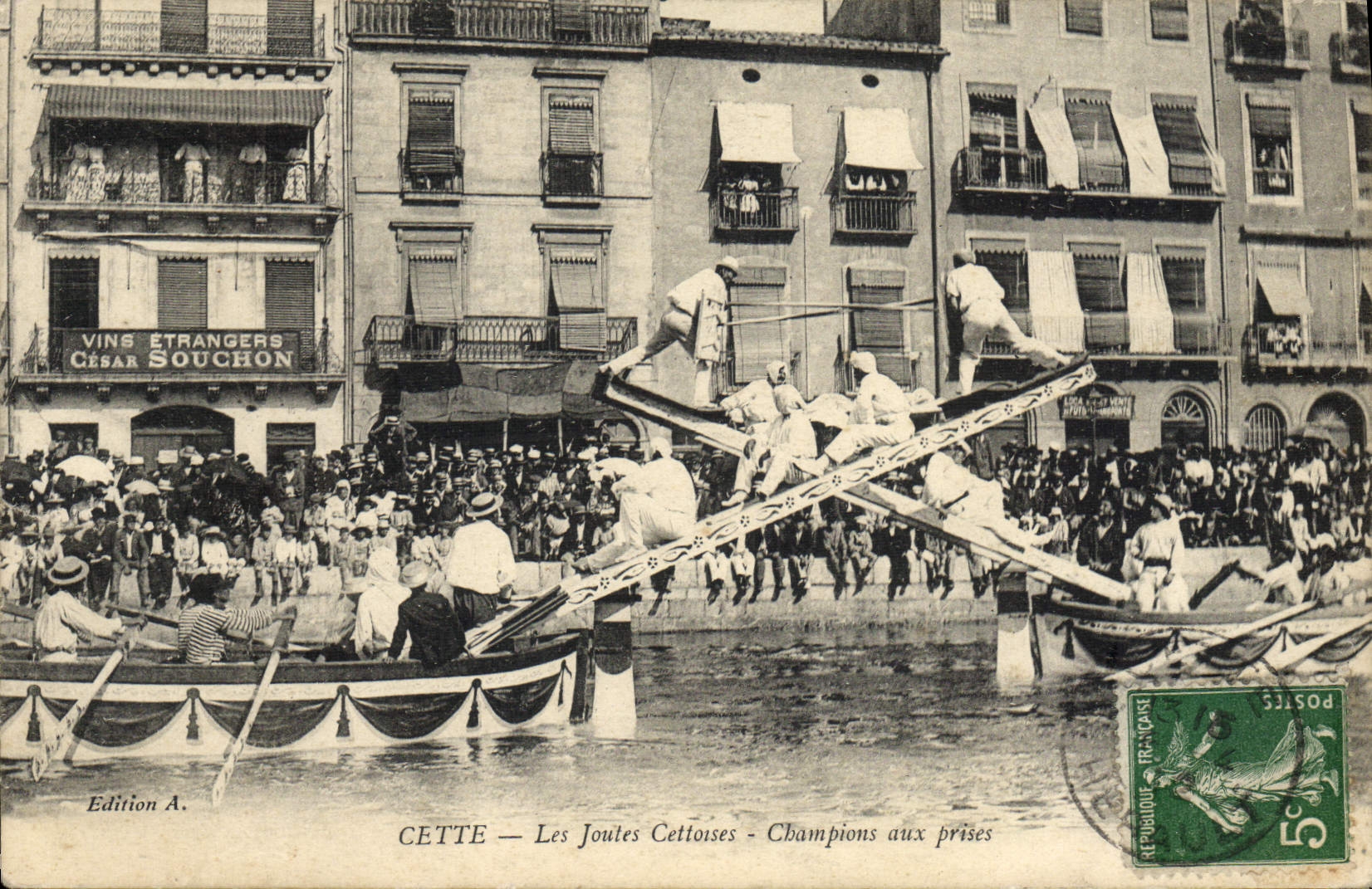 CPA Cette Joutes Cettoises Champions aux prises