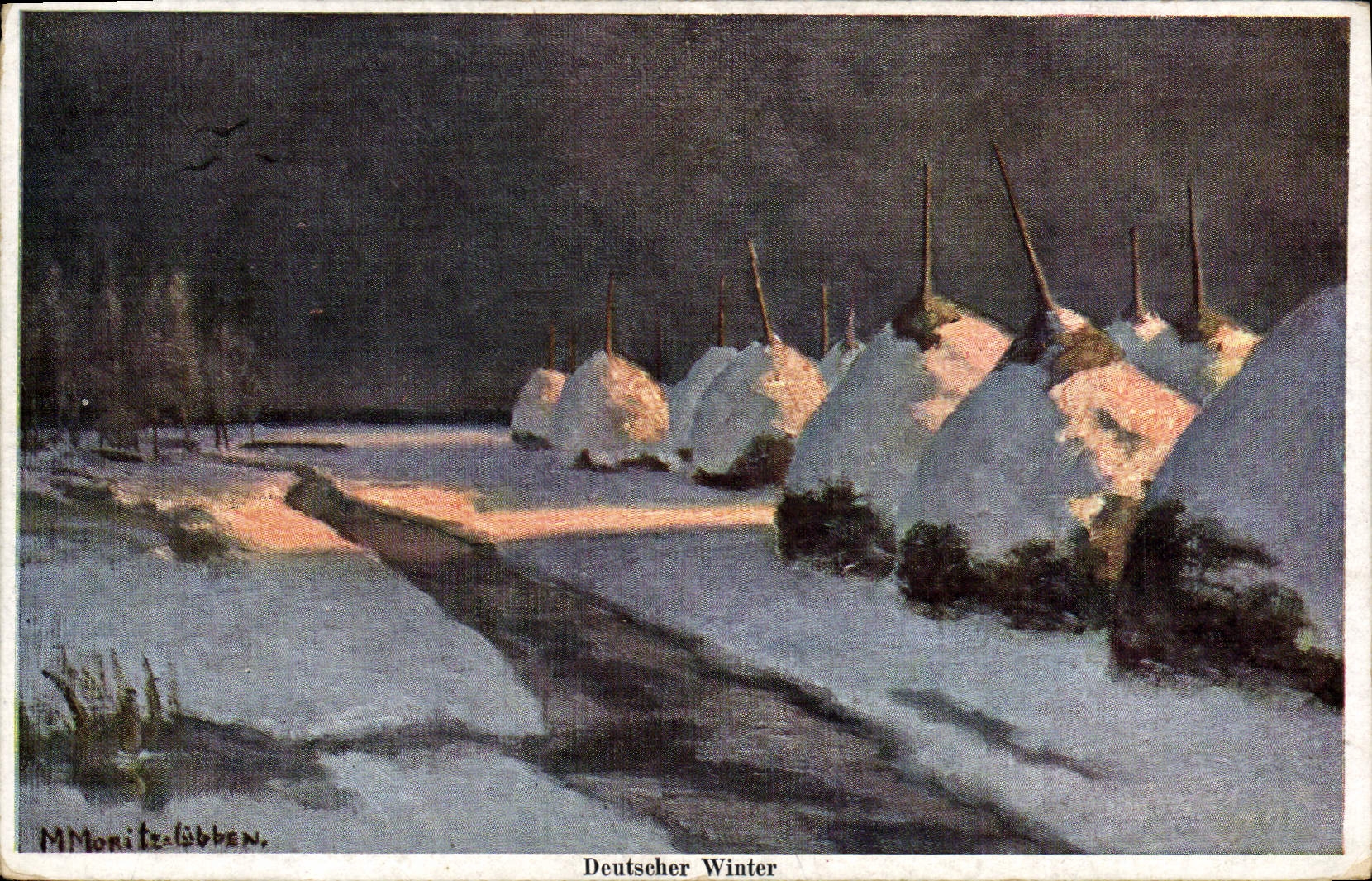 Postal Fantasia Ilustrador Deutscher Winter