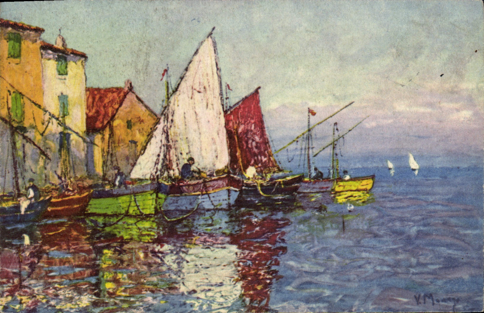 Postal Fantasia Ilustrador Barcos