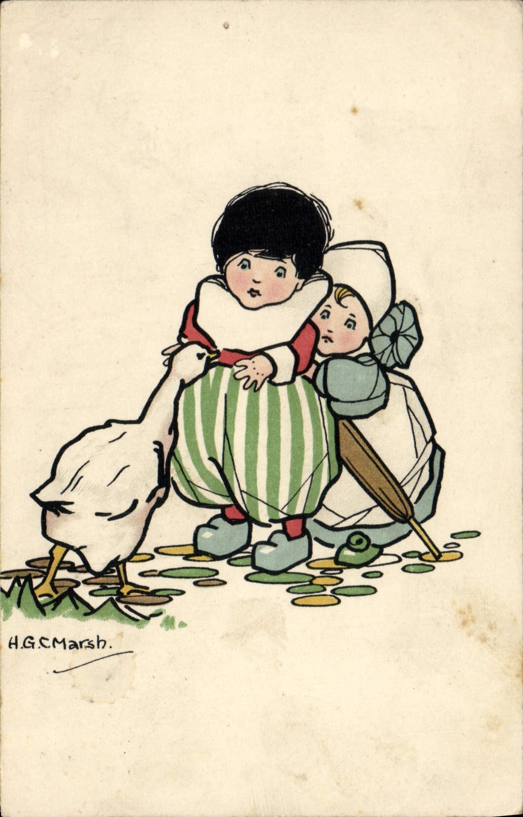 CPA Fantaisie Illustrateur Enfants Oie