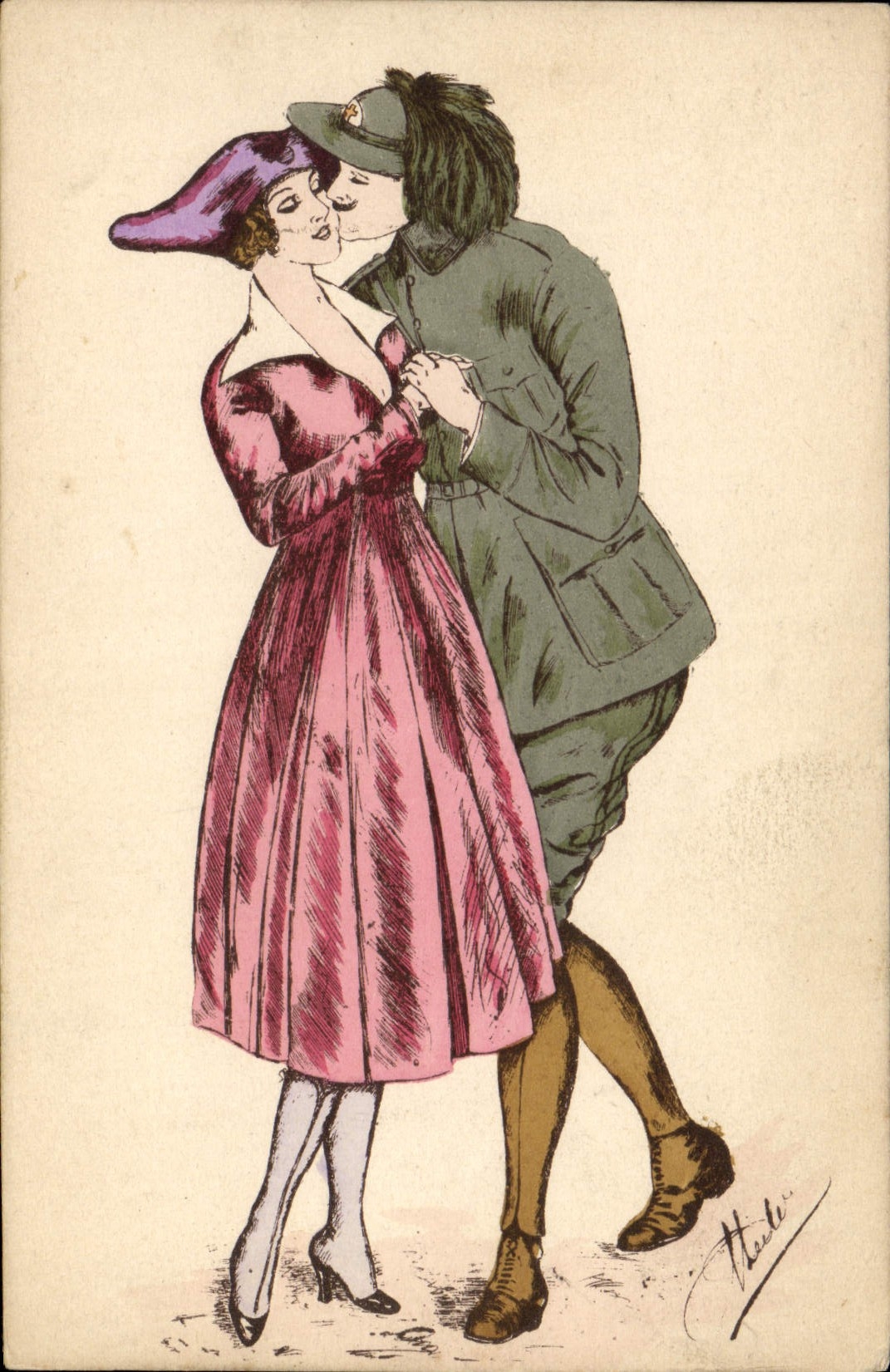 CPA Fantaisie Illustrateur Femmes Militaria