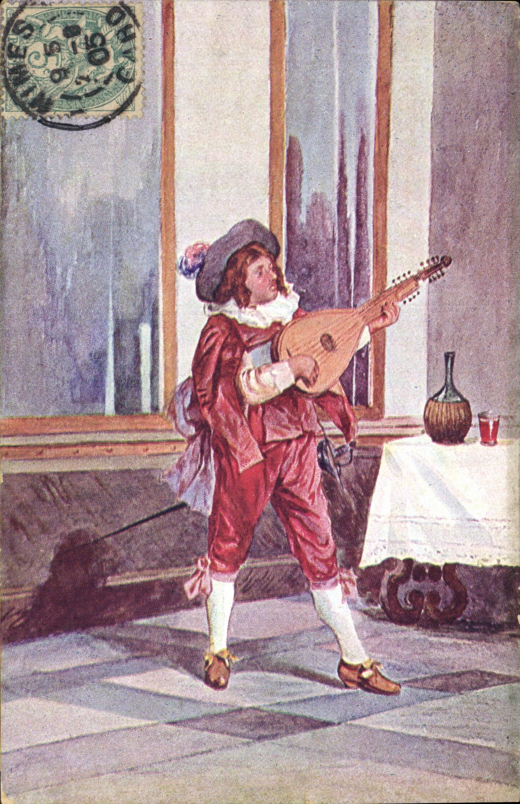 Vintage Postcard Man Music