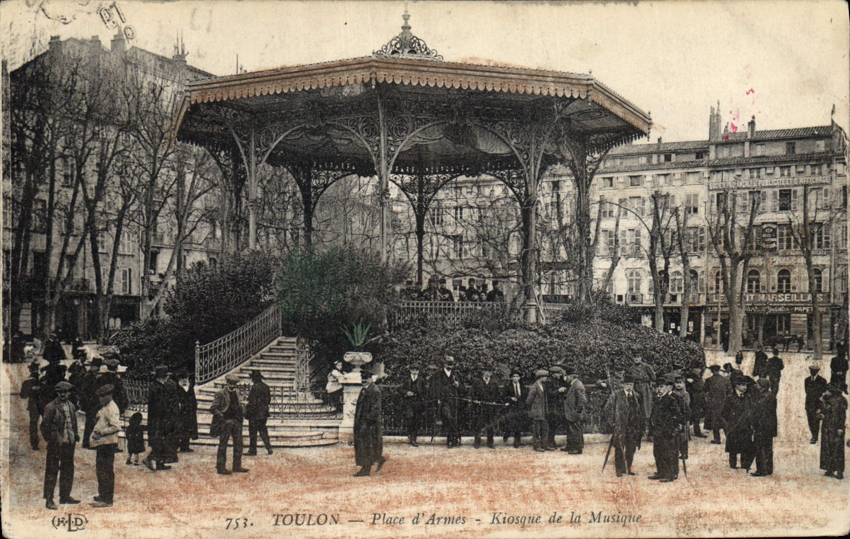 Vintage Postcard Toulon Places Kiosque weapons of the music