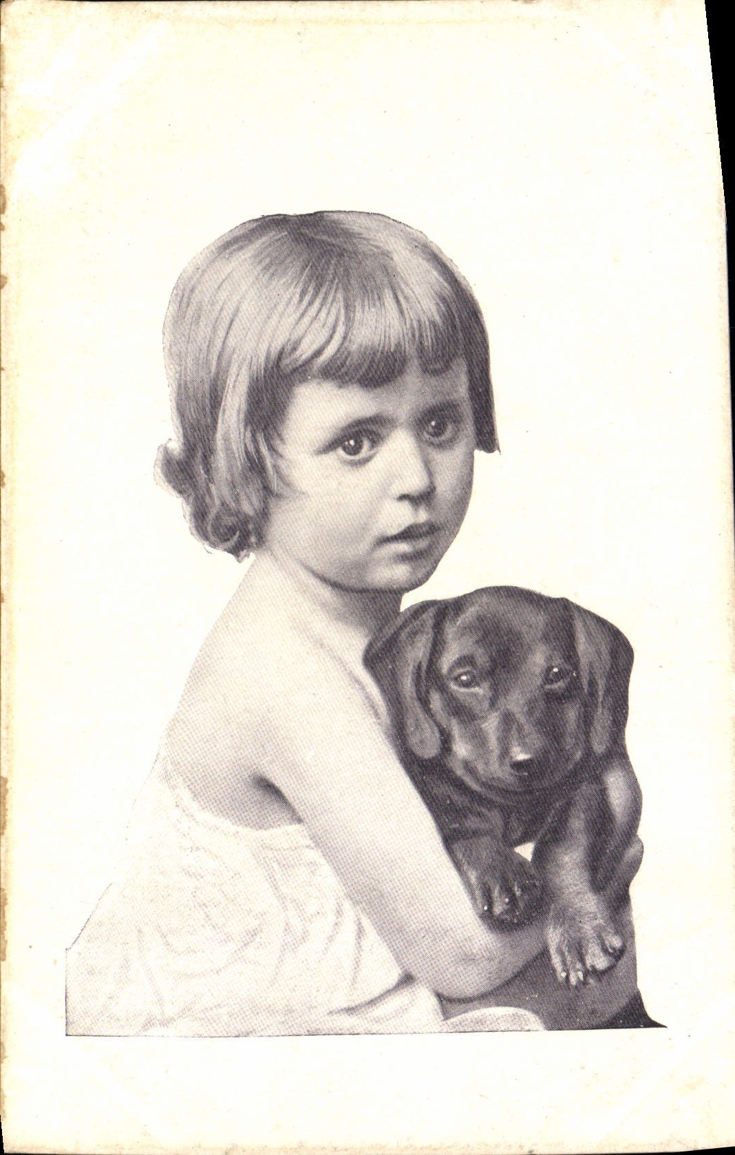 CPA Chien Chiens Basset Enfant