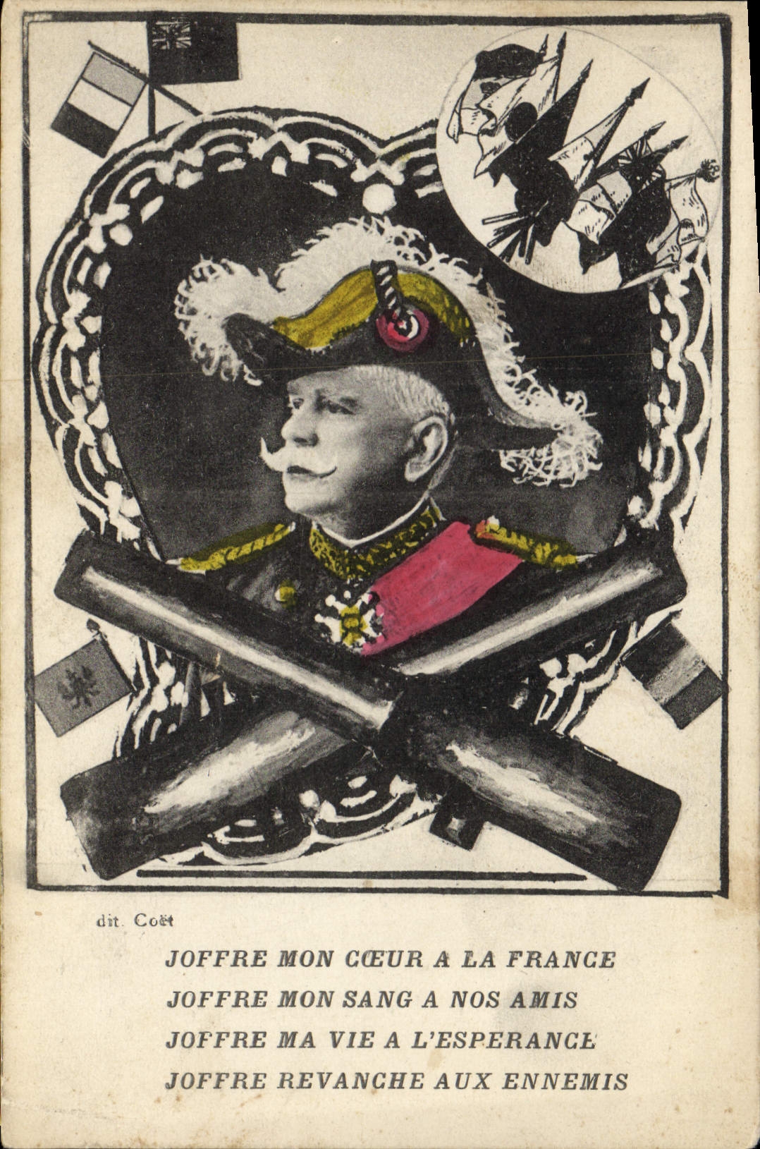 CPA Militaria Joffre mon coeur a la France