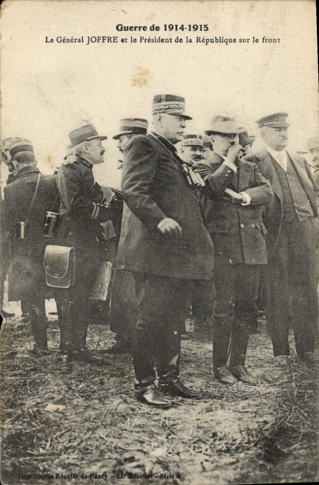 Vintage Postcard Militaria general Joffre and the President of the Republic on the face