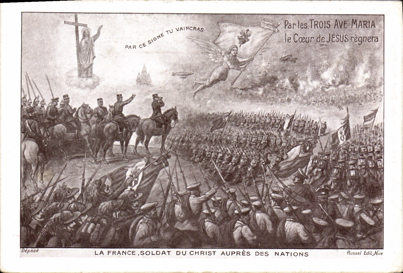 Vintage Postcard Militaria France Soldier of Christ near the Nations
