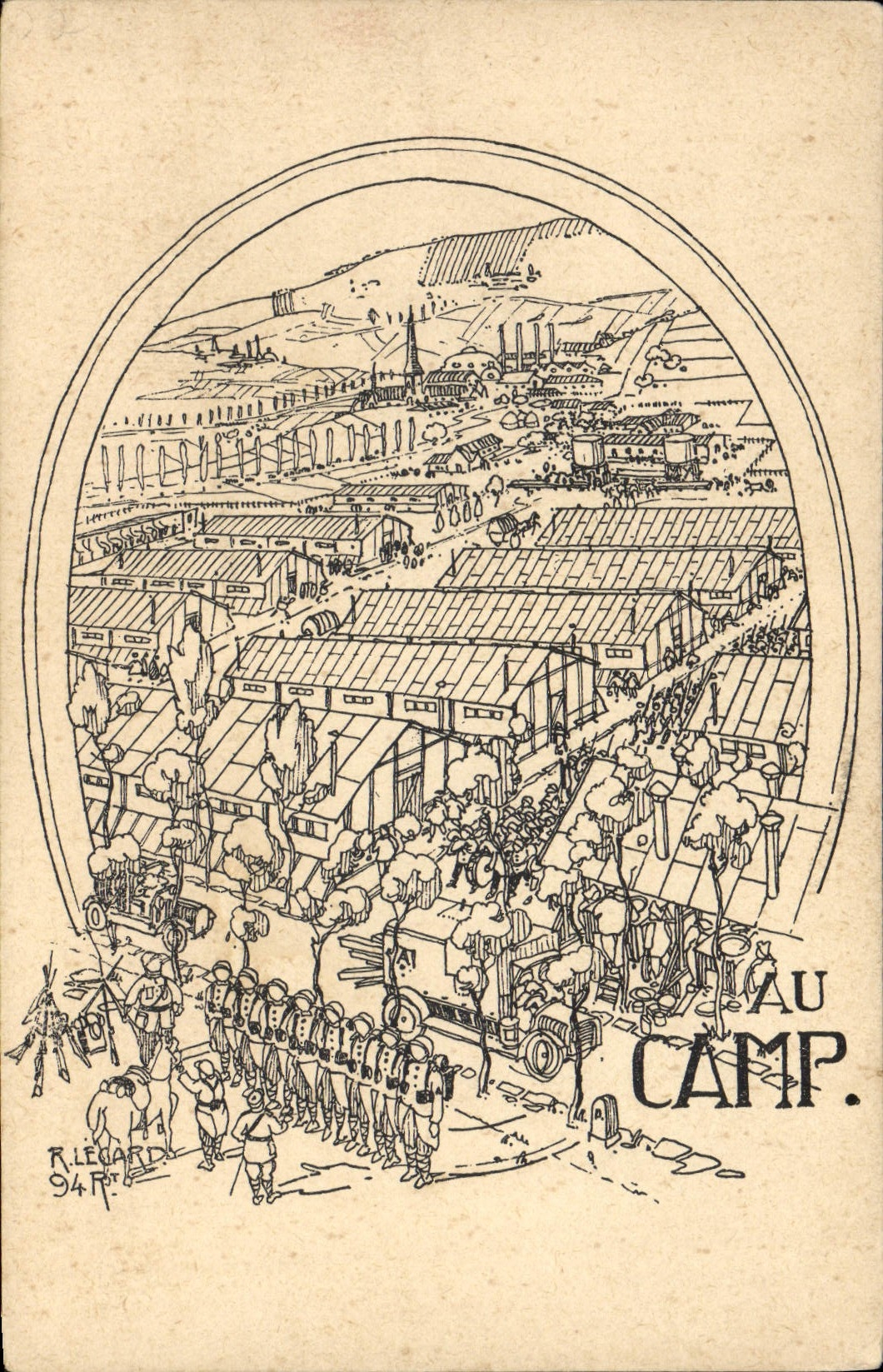 CPA Militaria Au camp 