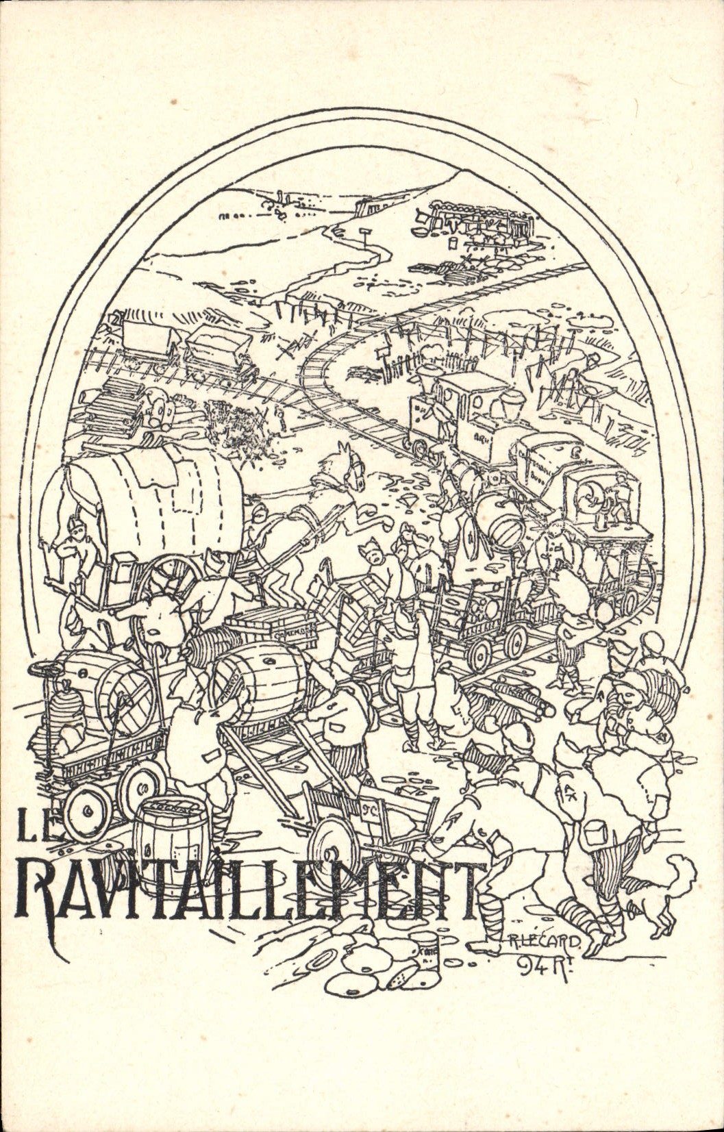 CPA Militaria Le ravitaillement 
