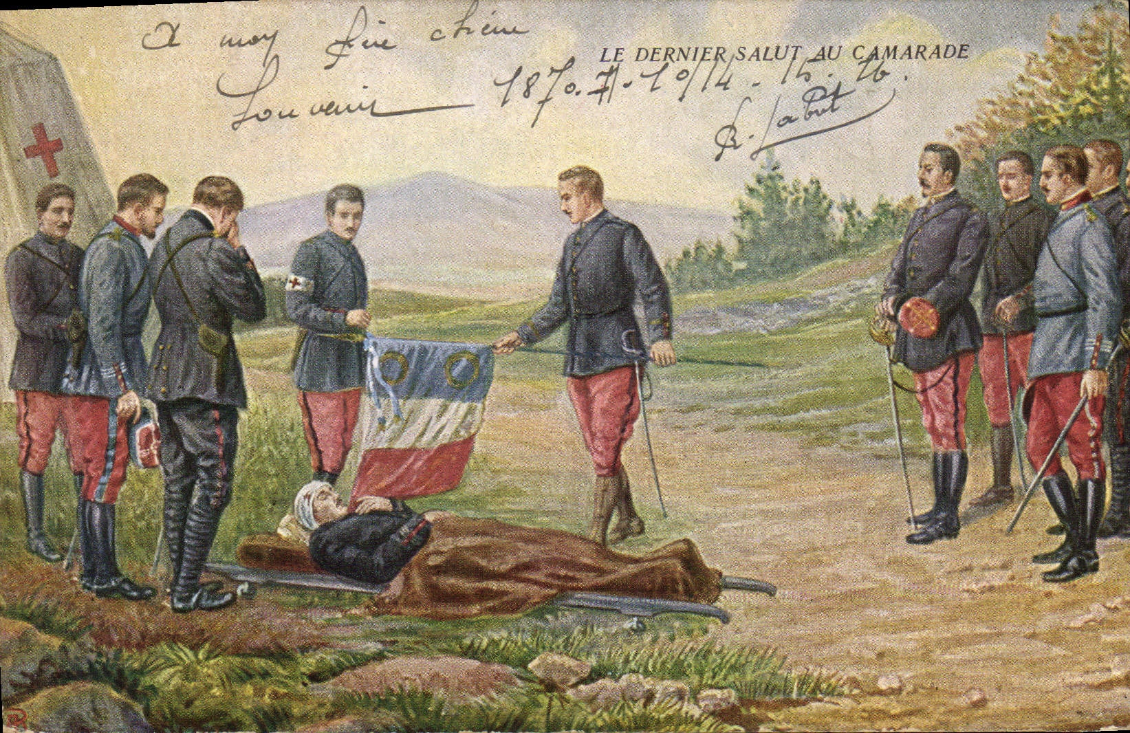 Vintage Postcard Militaria last safety with the comrade