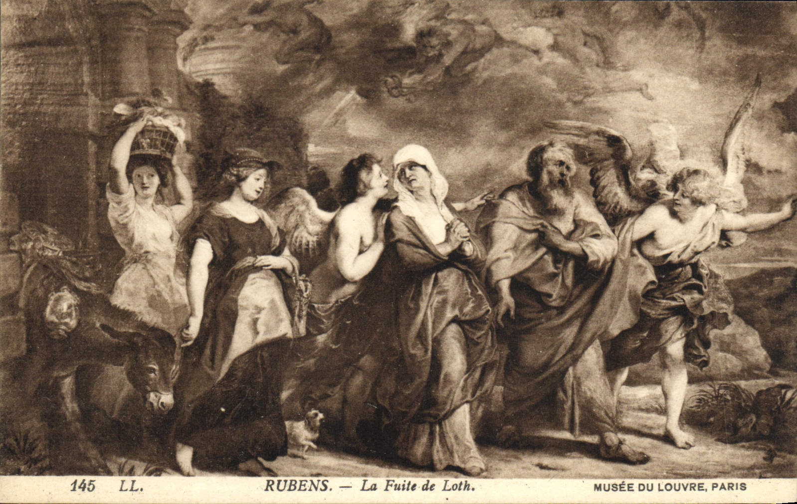 Postal Rubens la fuga de Loth París Vagar del Louvre