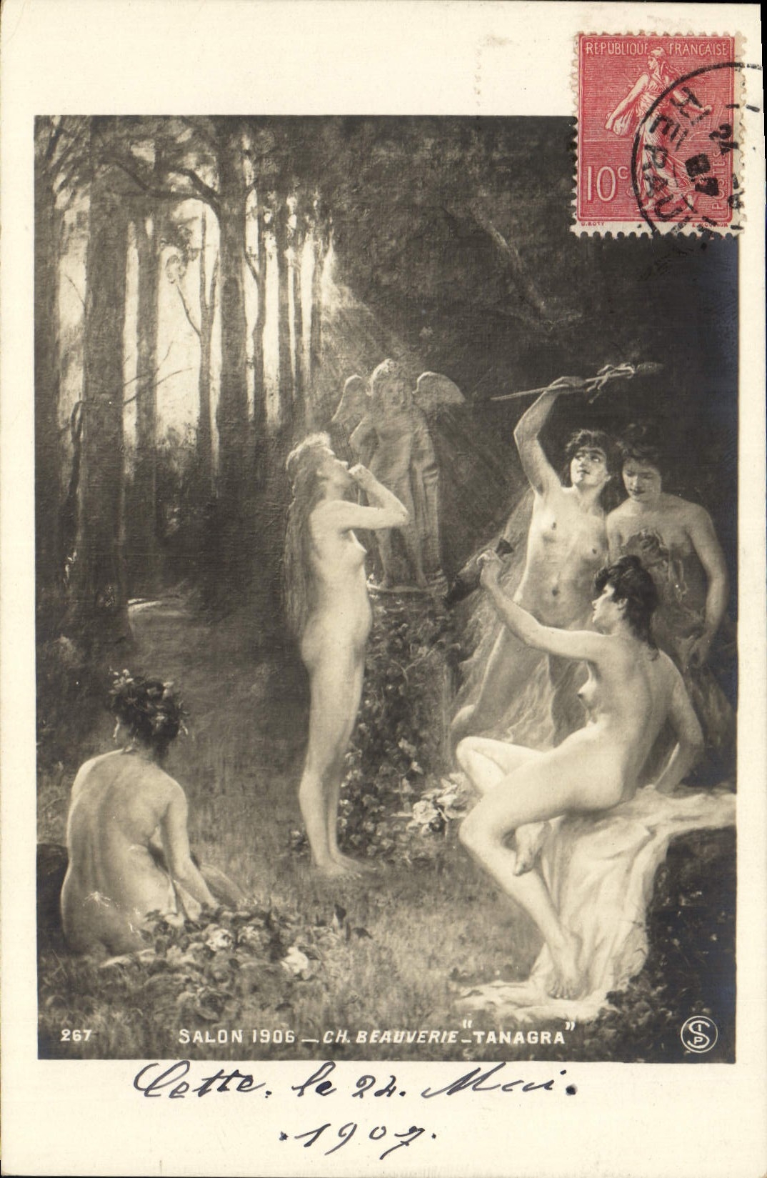 Erotic Vintage Postcard Living room 1906 Beauvere TANAGRA