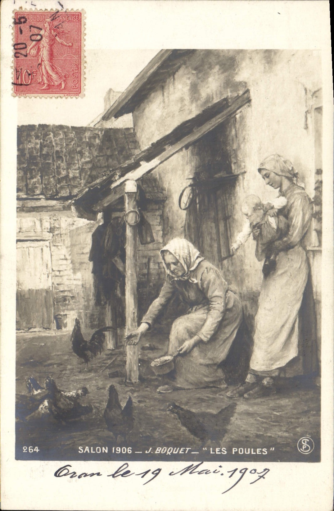 Postal Salón 1906 de Boquet las gallinas