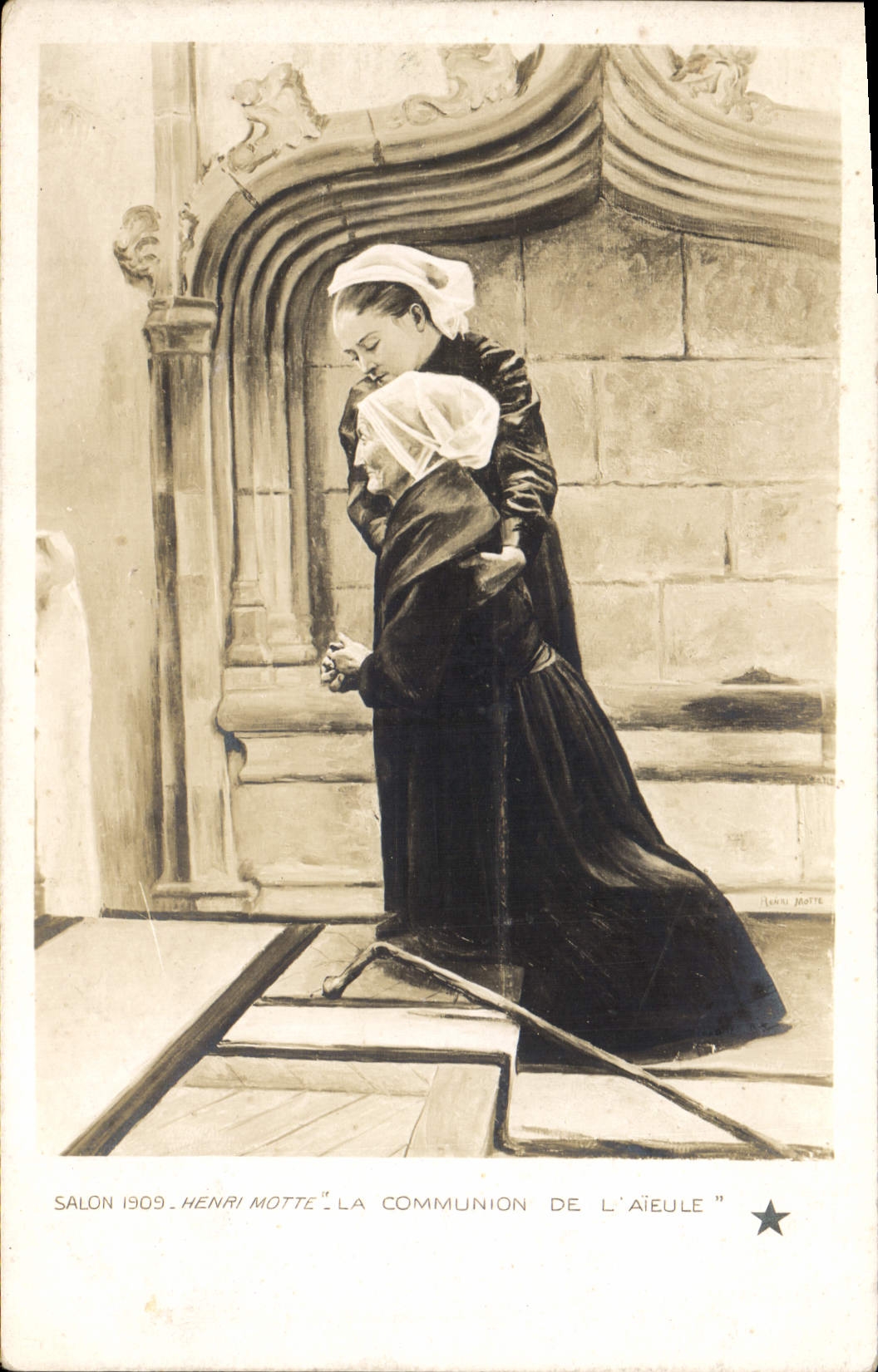 CPA Salon 1909 Henri Motte la communion de l'aieule 