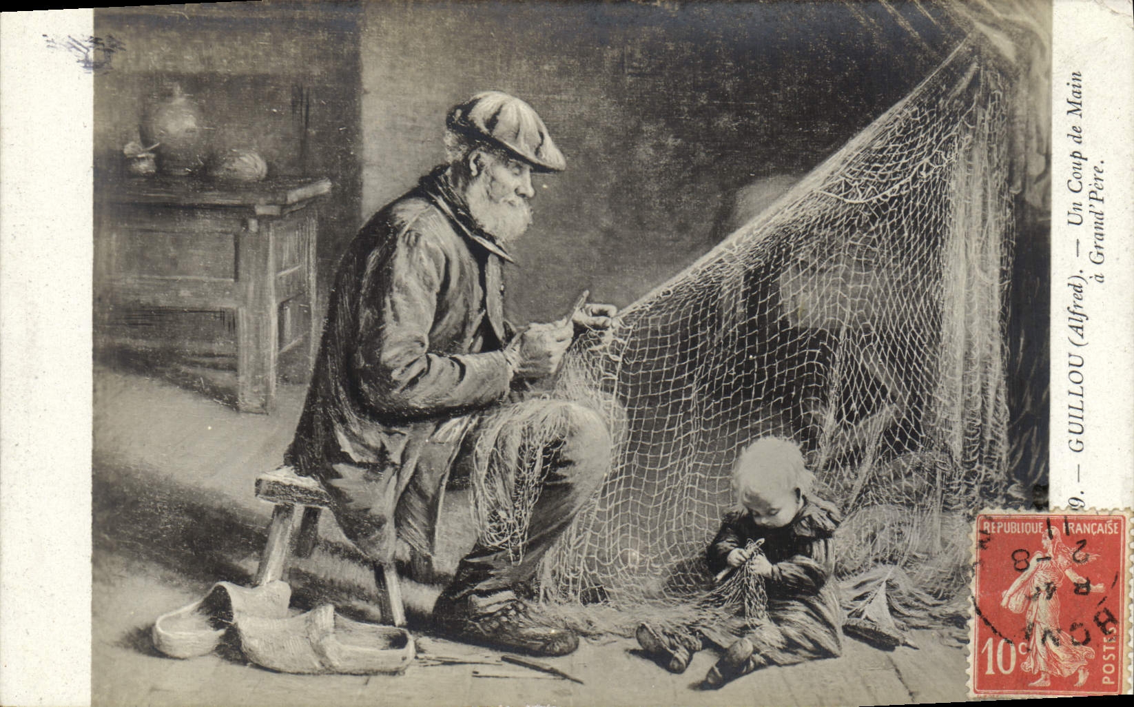 Postal Guillou un golpe de mano a Gran Padre Pesca Niño