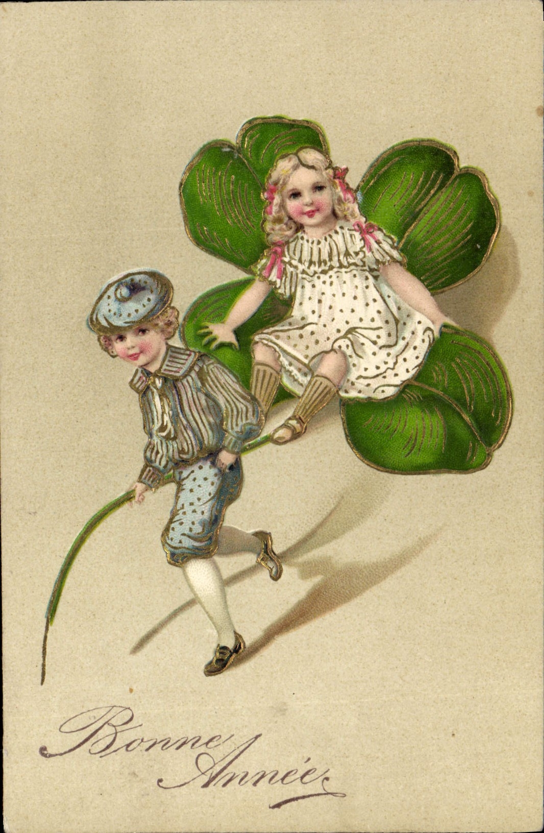 CPA Fantaisie Fleurs Enfants Trefle 