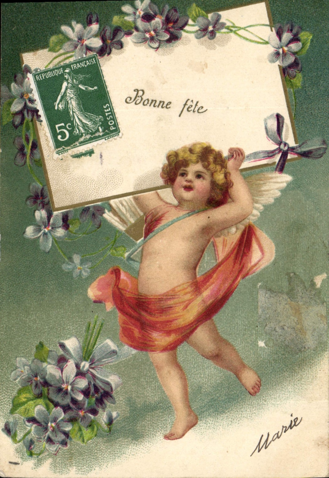 CPA Fantaisie Fleurs Enfant 