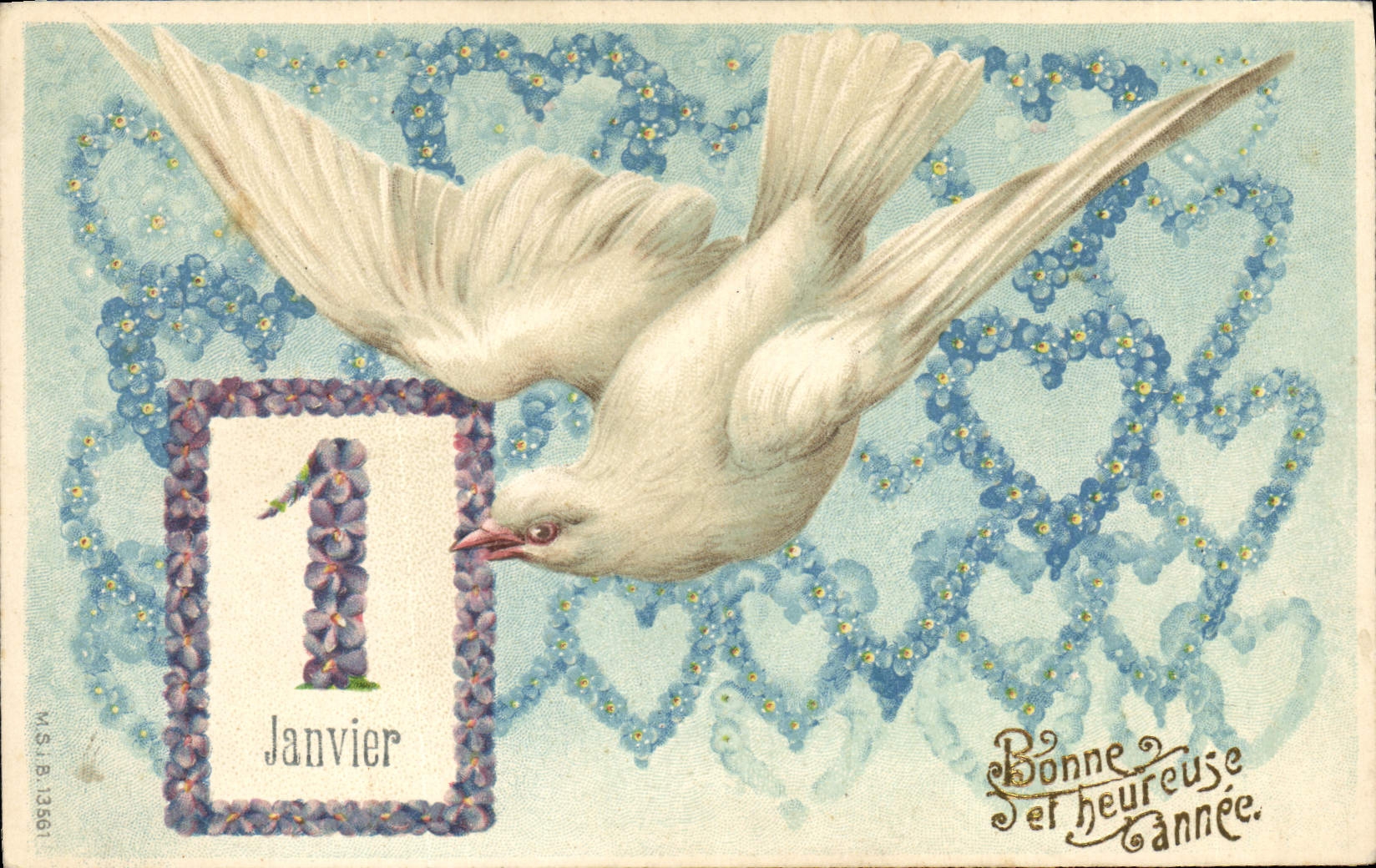 CPA Fantaisie Fleurs Colombe 