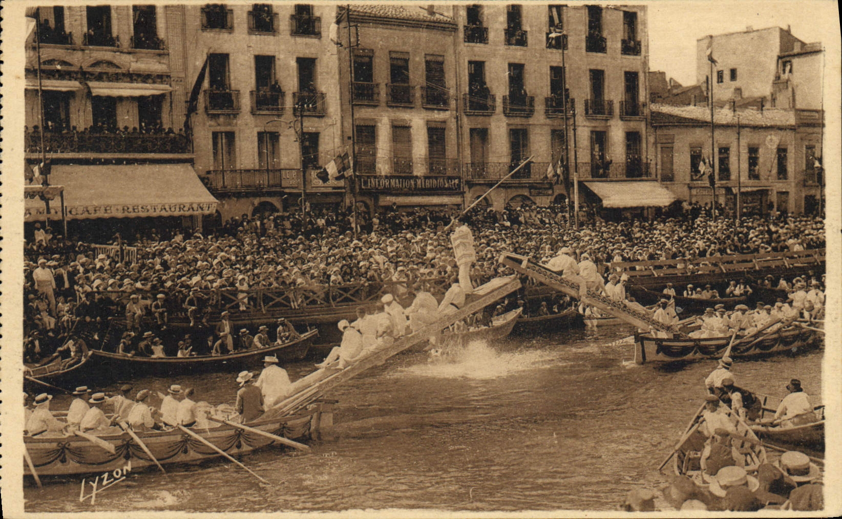 Postal Sete Ciudad costera Ayuda de luchas regionales la caída