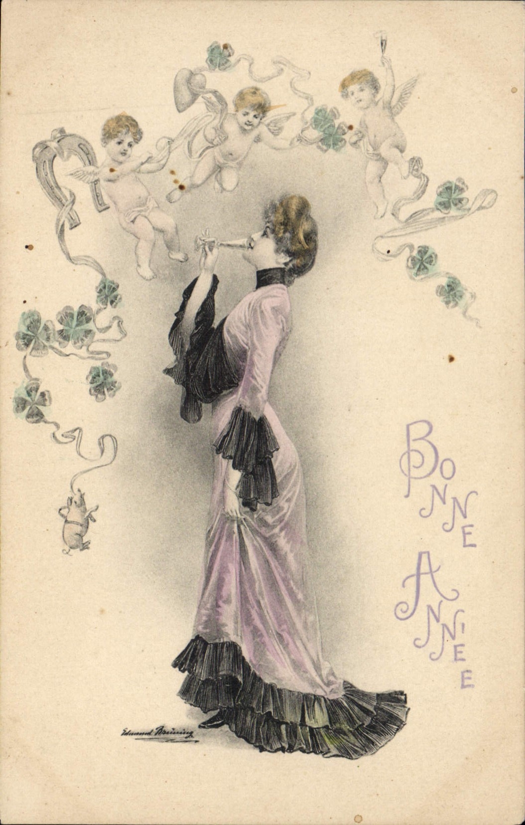 CPA Fantaisie Illustrateur Femme Anges 