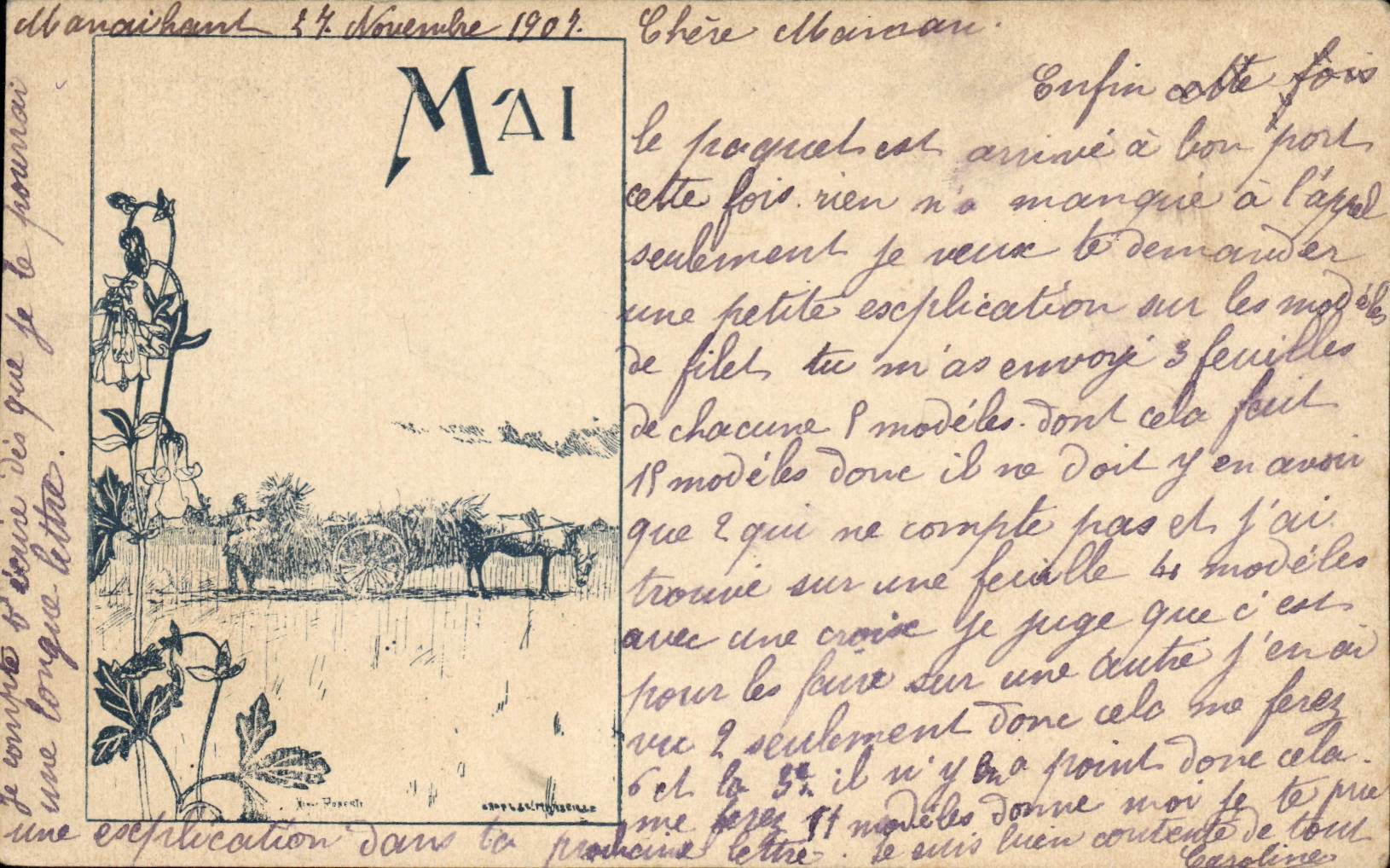 Vintage Postcard Fantasy Illustrator May