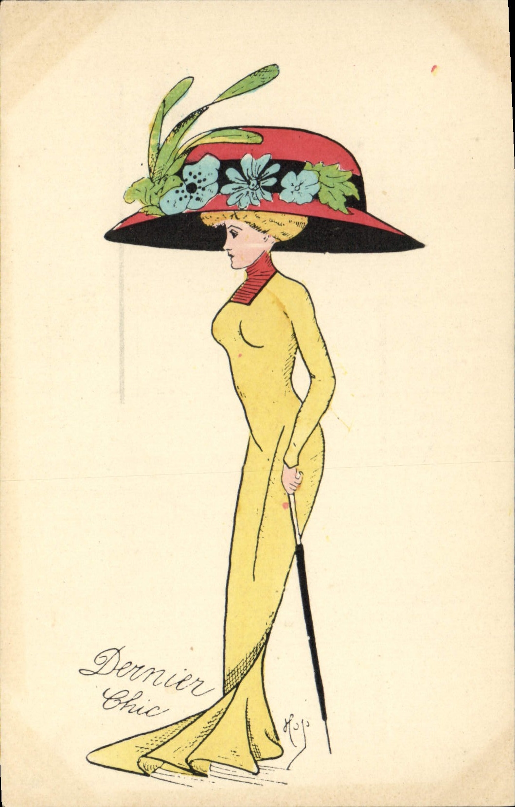 Vintage Postcard Fantasy Illustrator smart Woman the Last