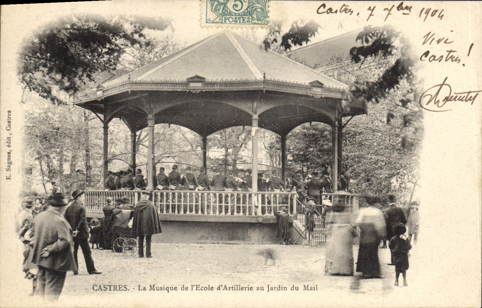 Vintage Postcard Kiosque Castrate the music of the artillery school to the Garden of the E-mail