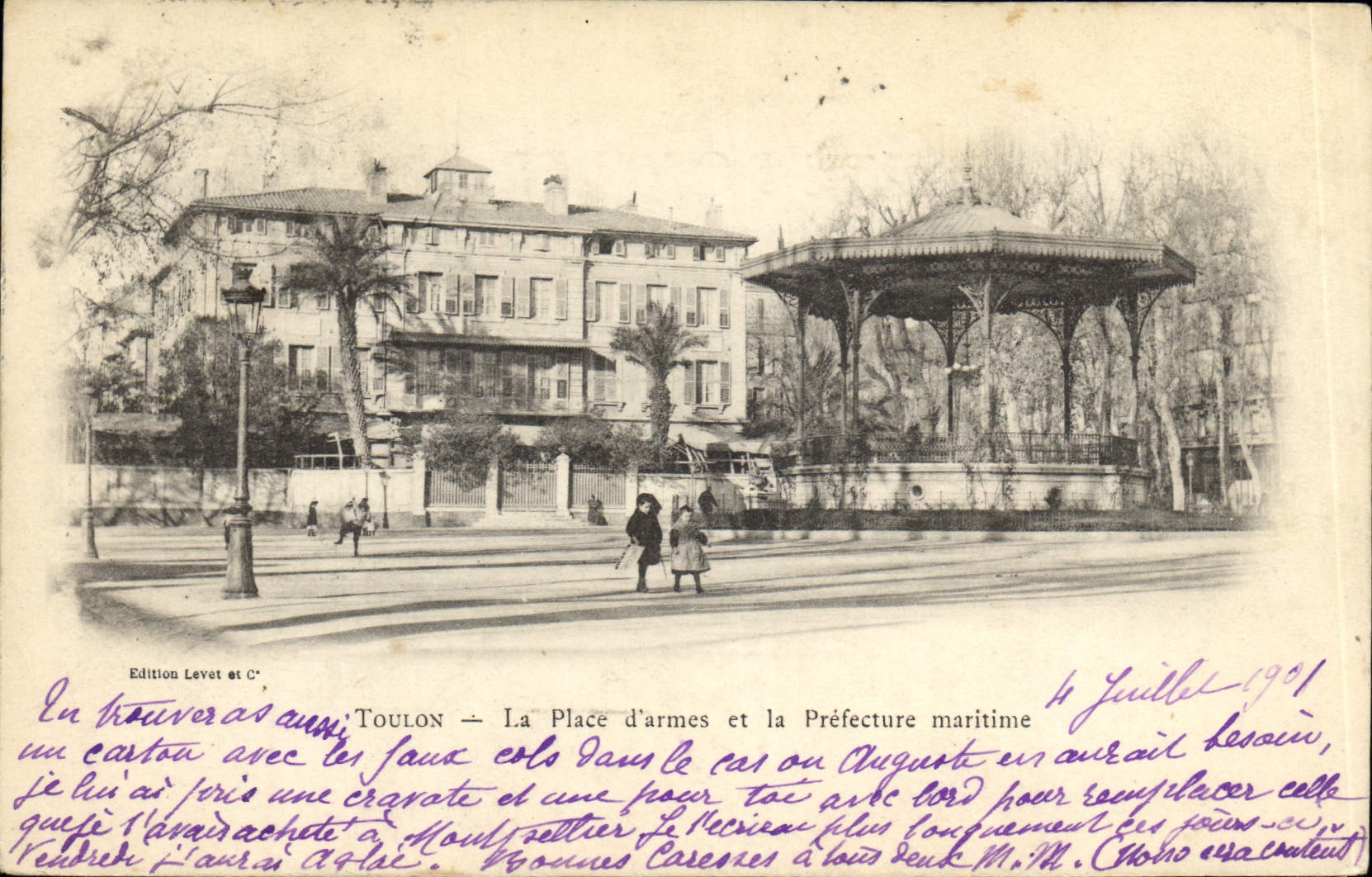 Postal Quiosco Toulon el lugar de armas y la Prefectura marítima