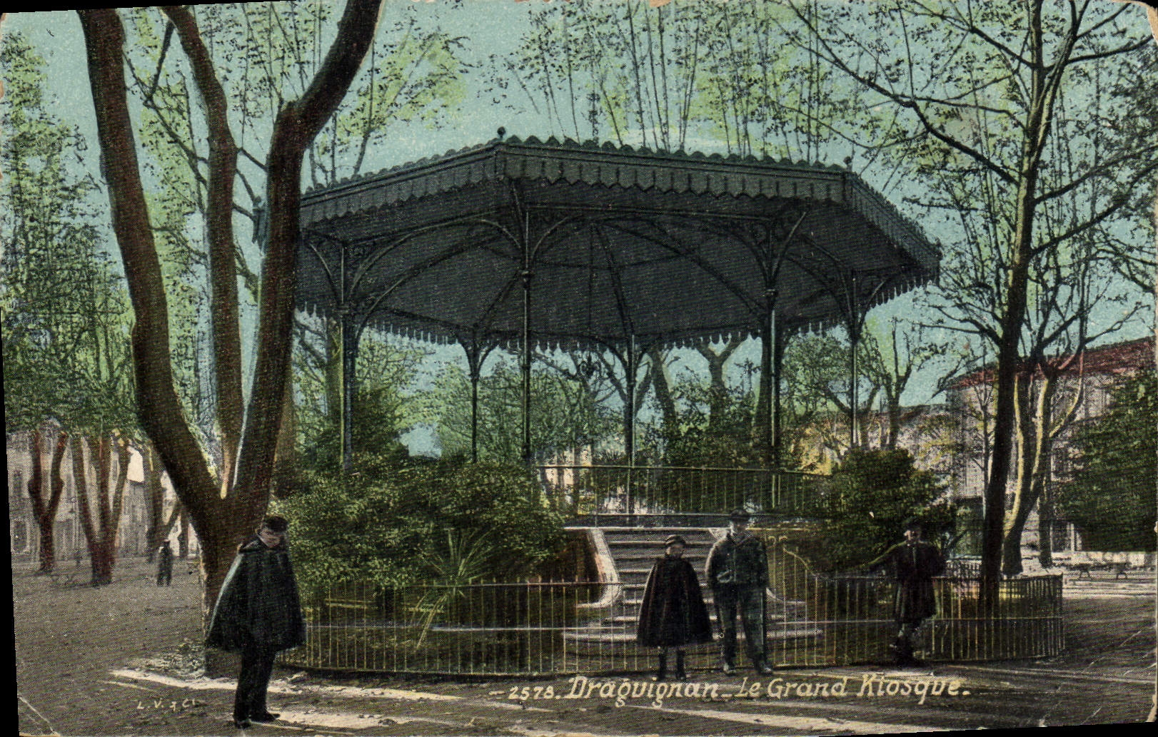 Vintage Postcard Draguignan the large Kiosk