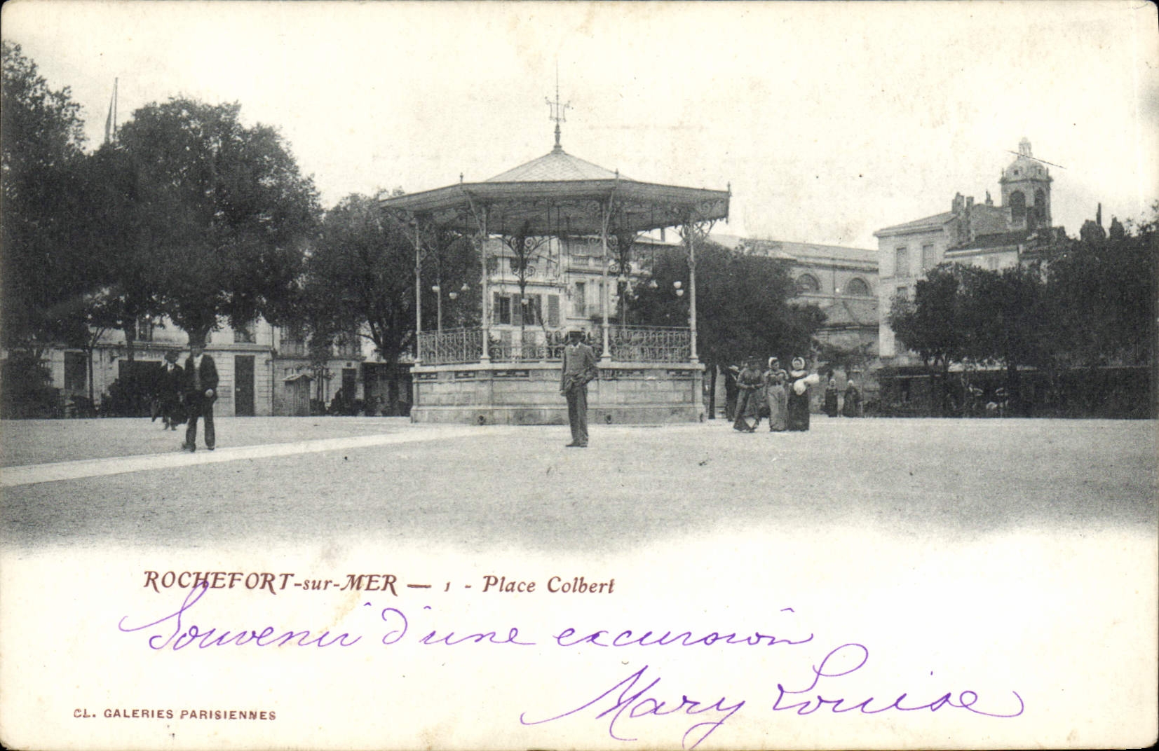 Vintage Postcard Kiosque Rochefort on Mer Places Colbert